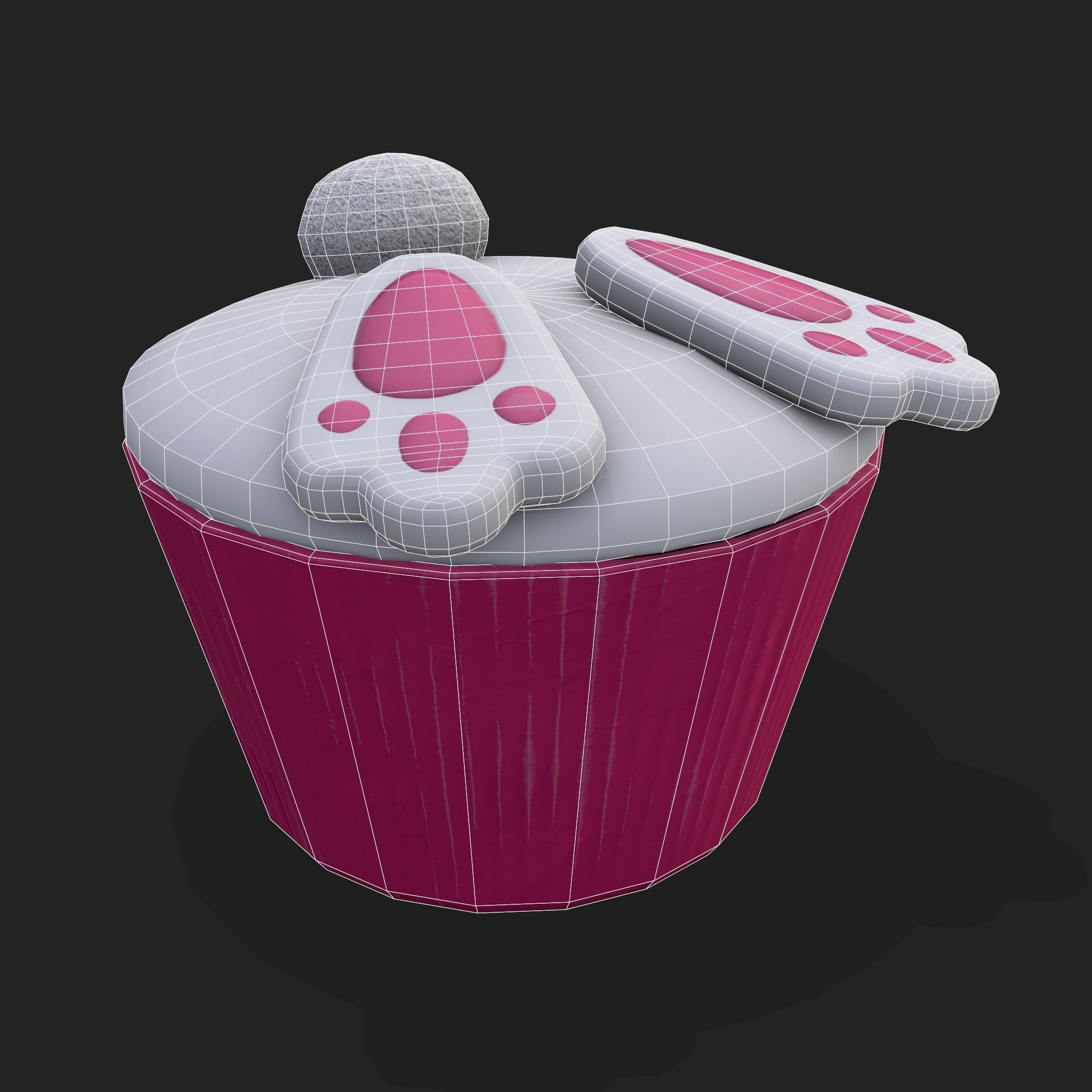 Easter Bunny Top Bottom Cupcake Low-poly 3D model_6