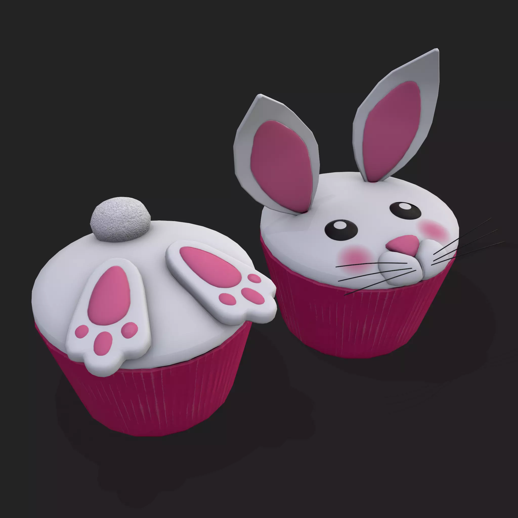 Easter Bunny Top Bottom Cupcake Low-poly 3D model_0