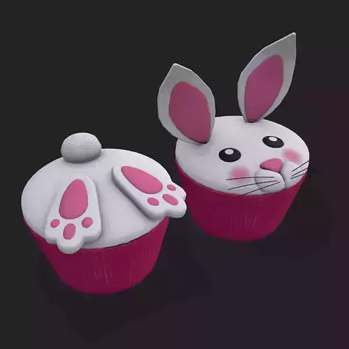 Easter Bunny Top Bottom Cupcake Low-poly 3D model
