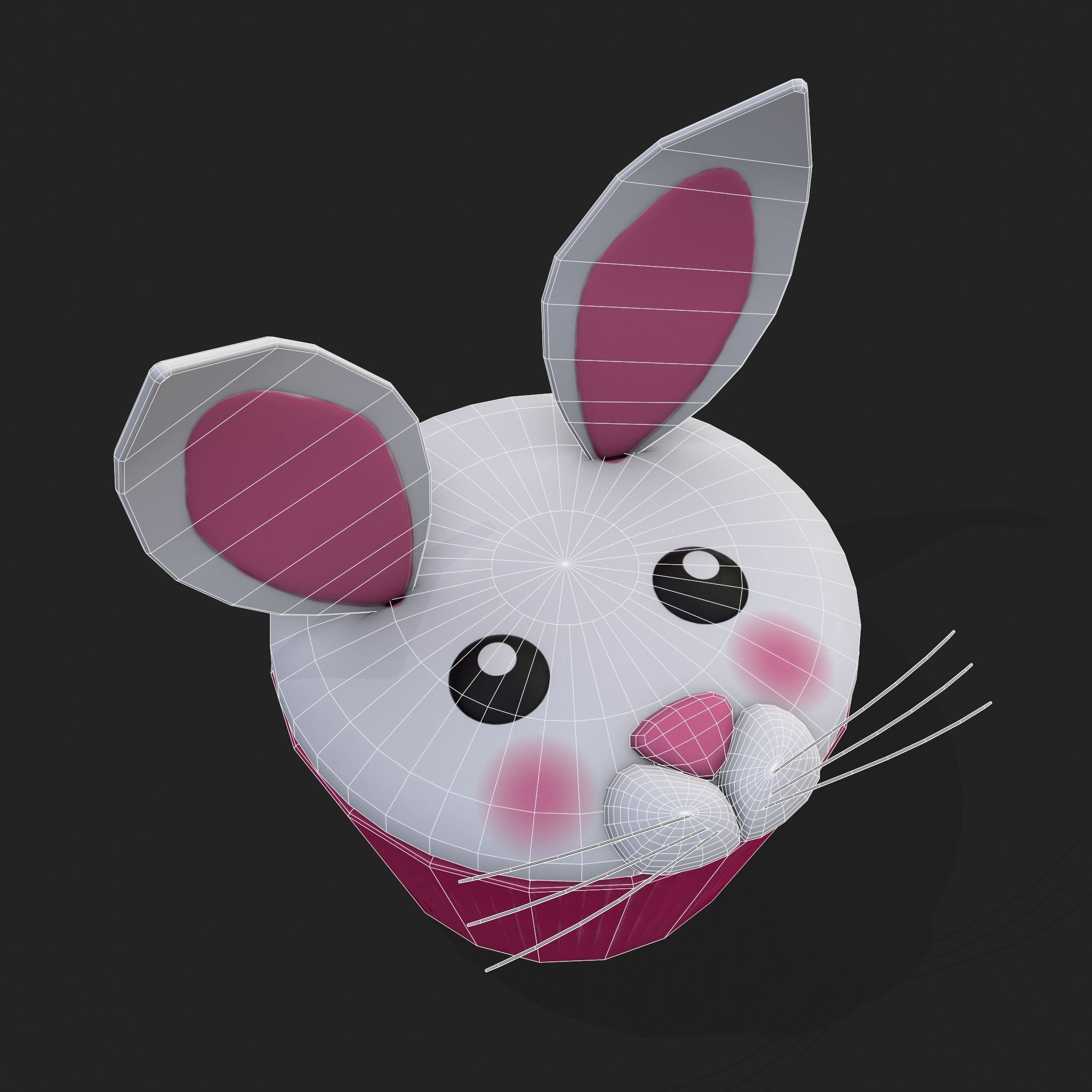 Easter Bunny Top Bottom Cupcake Low-poly 3D model_12