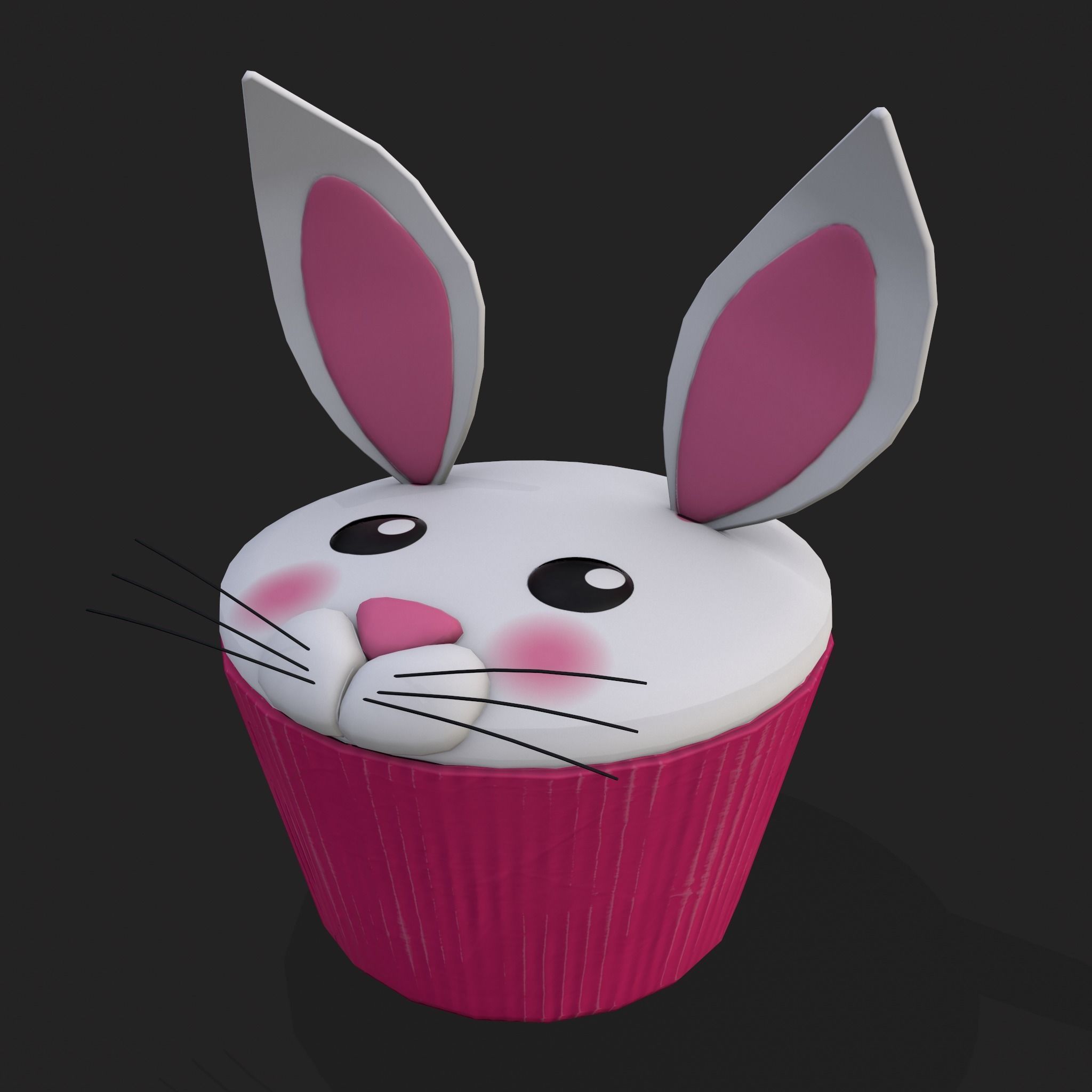 Easter Bunny Top Bottom Cupcake Low-poly 3D model_9