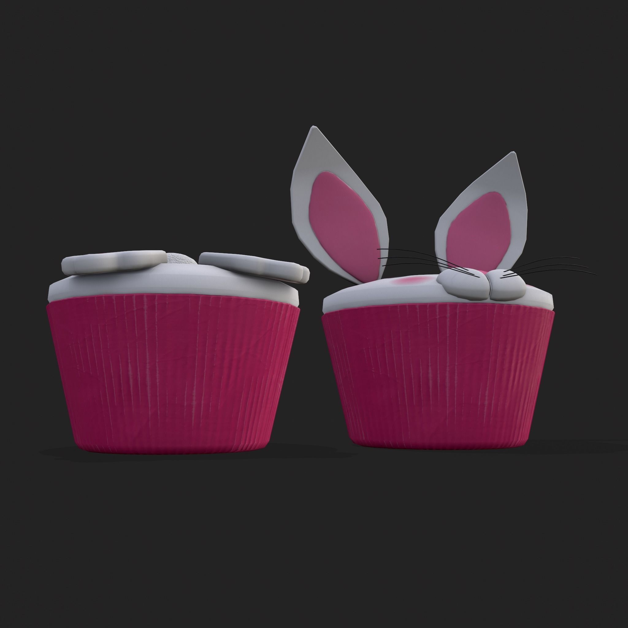 Easter Bunny Top Bottom Cupcake Low-poly 3D model_13