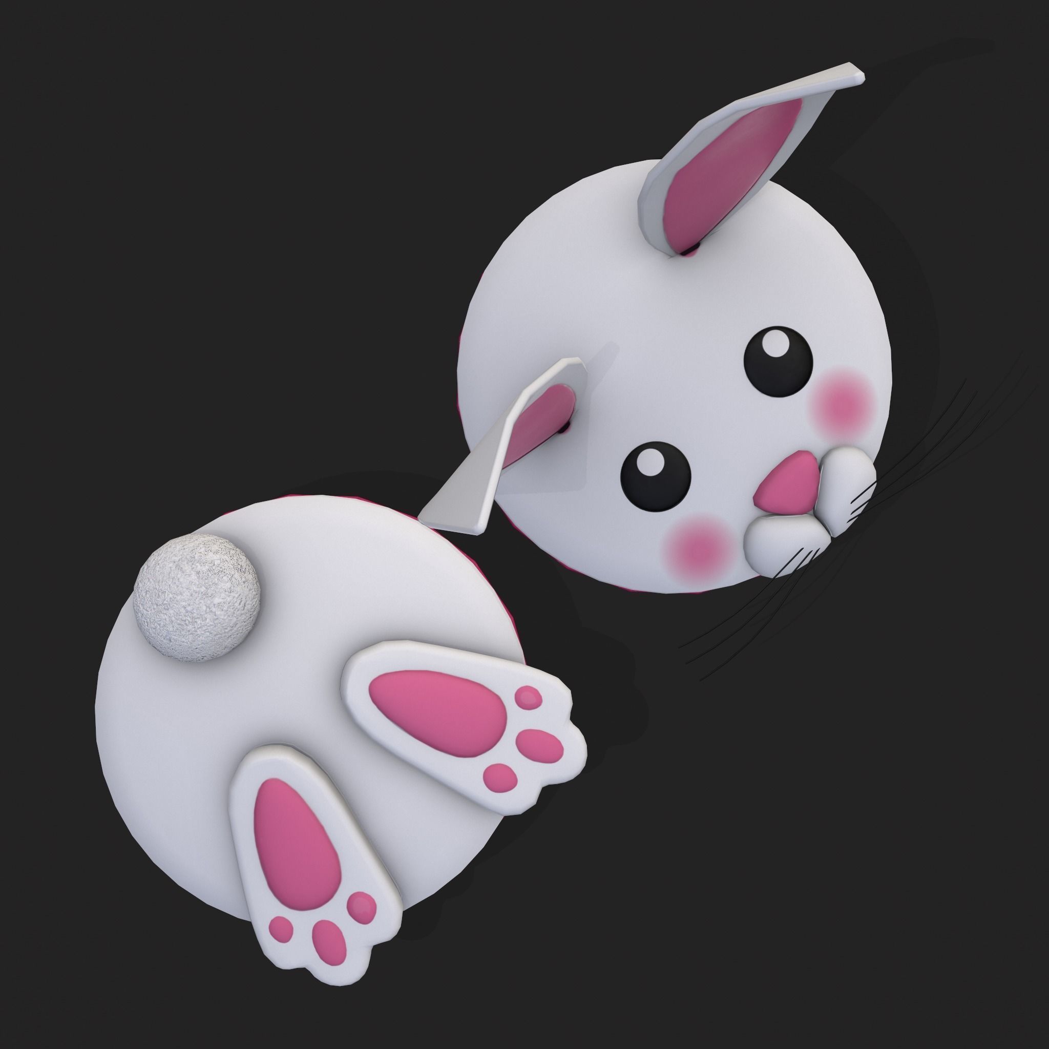 Easter Bunny Top Bottom Cupcake Low-poly 3D model_17