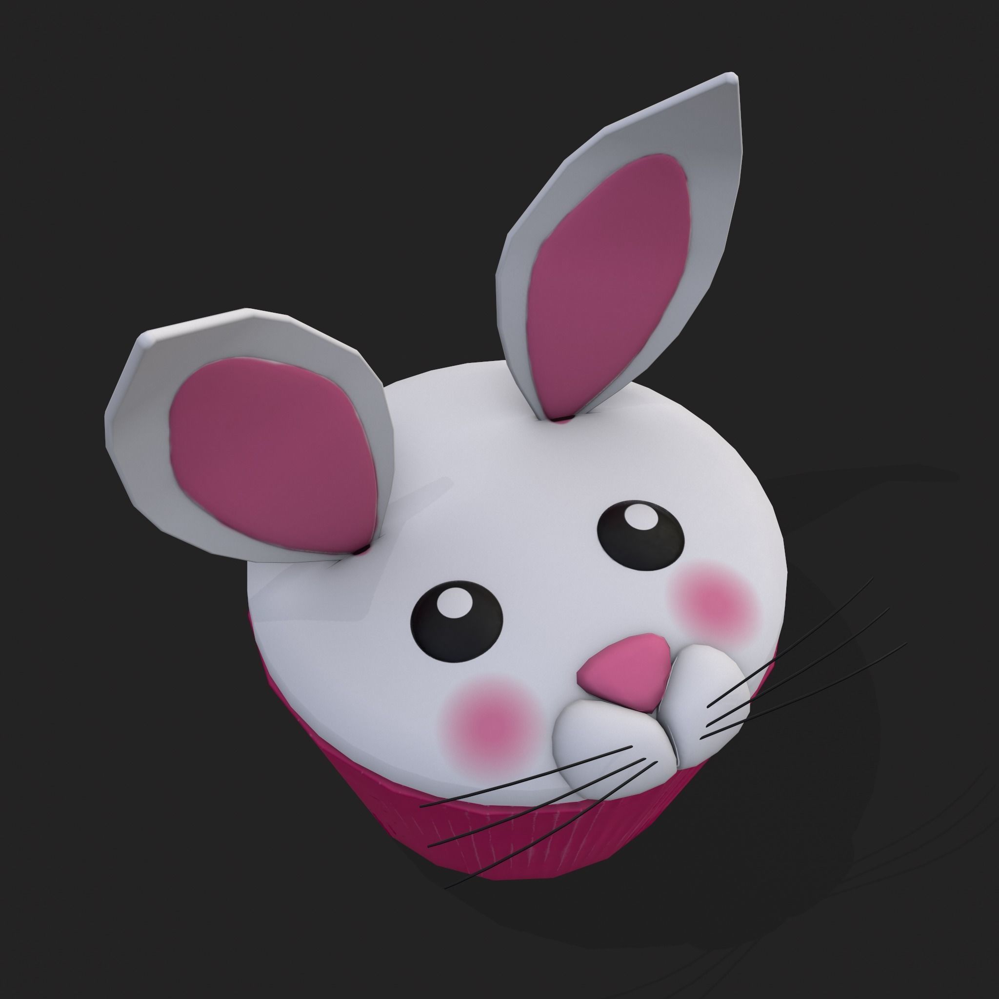 Easter Bunny Top Bottom Cupcake Low-poly 3D model_11