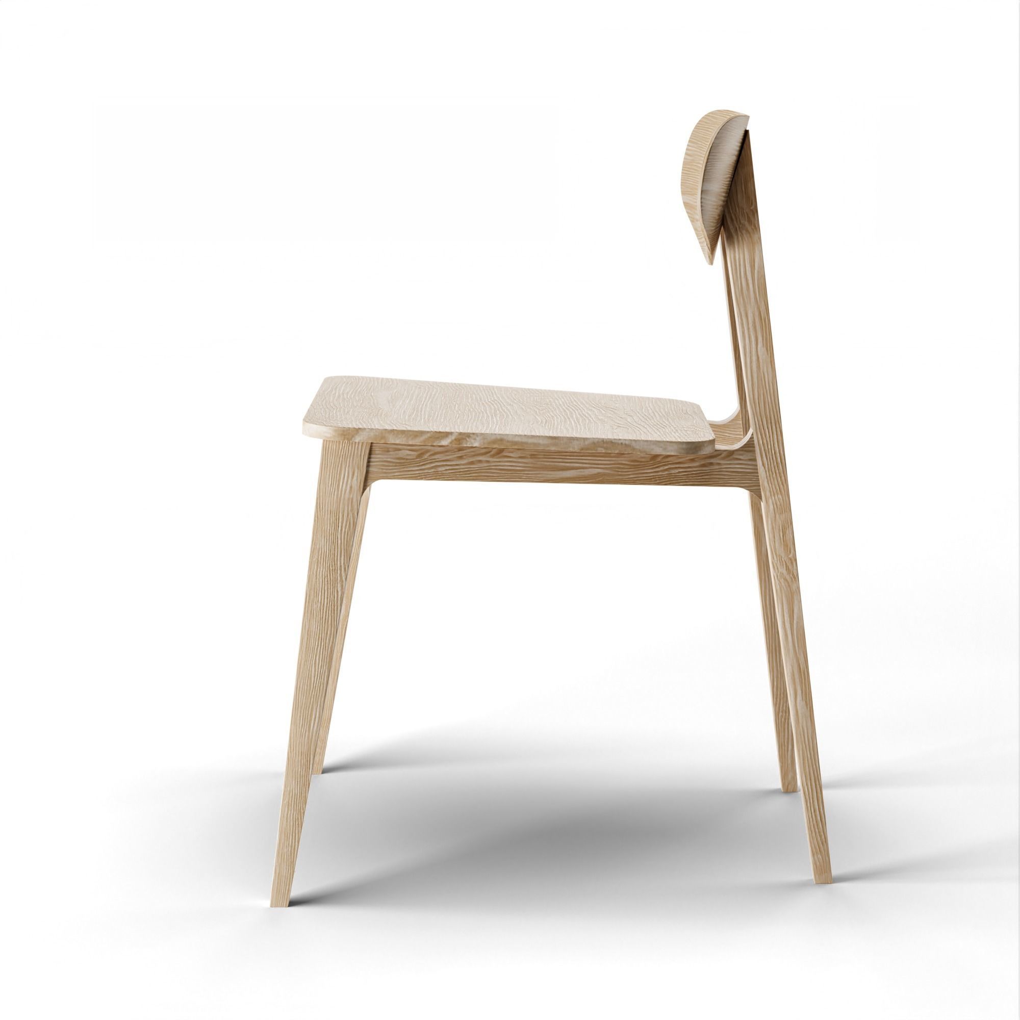 Wood Chair Low-poly 3D model_4