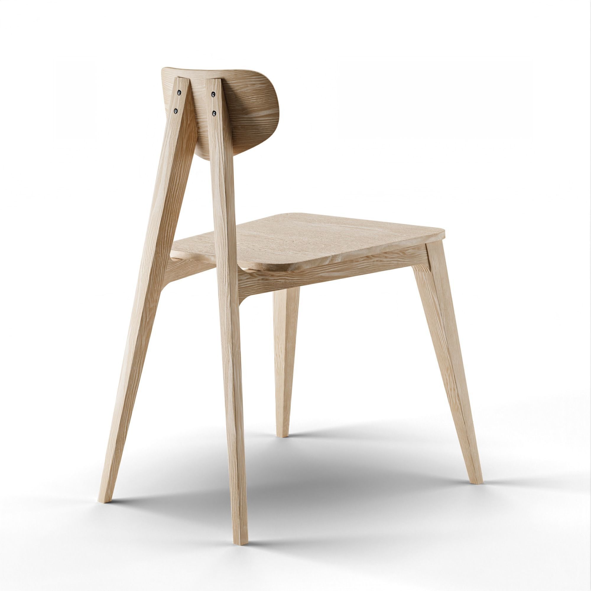 Wood Chair Low-poly 3D model_1