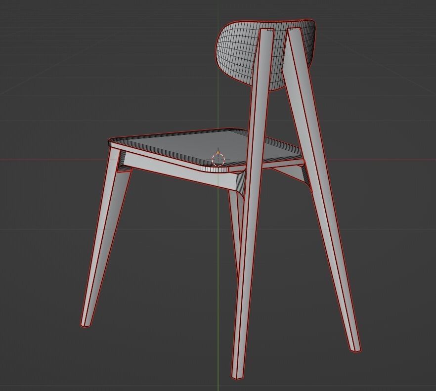 Wood Chair Low-poly 3D model_7