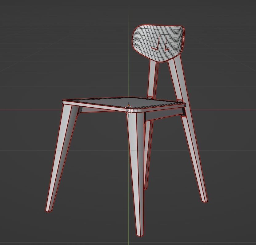 Wood Chair Low-poly 3D model_6