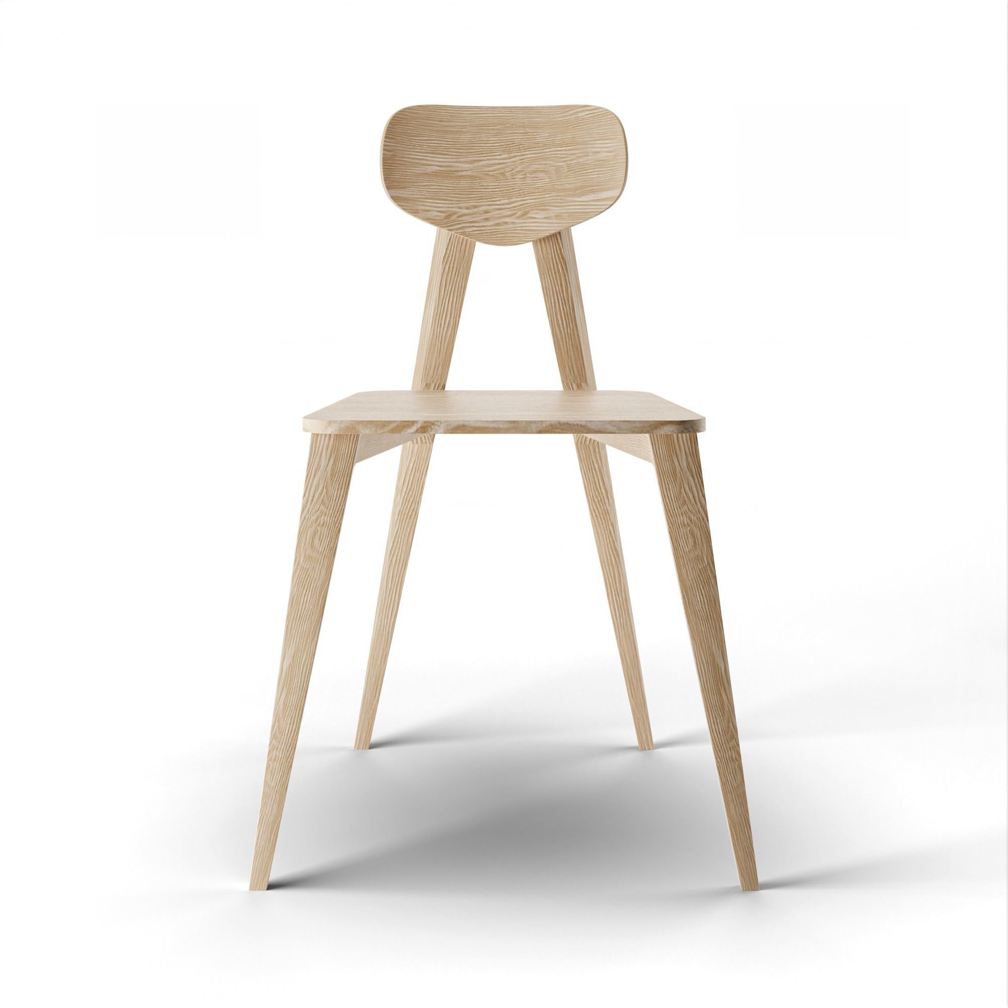 Wood Chair Low-poly 3D model_2