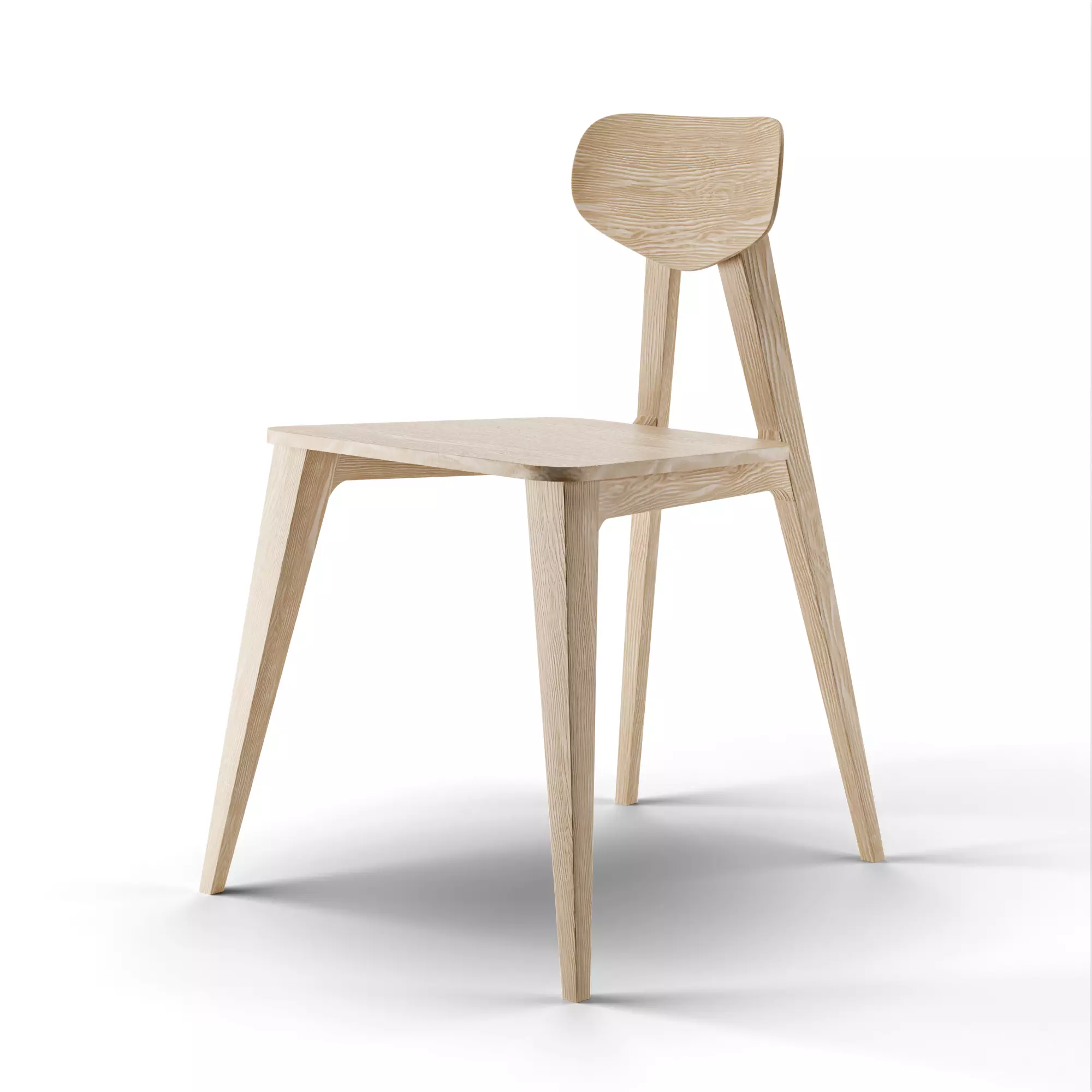 Wood Chair Low-poly 3D model_0