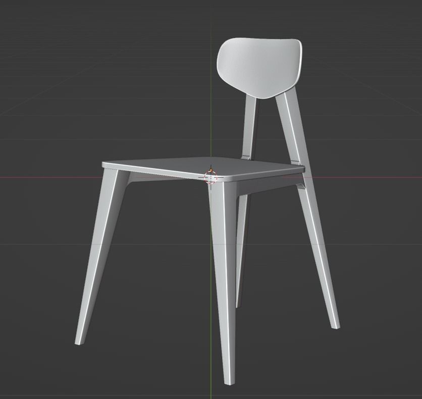 Wood Chair Low-poly 3D model_5