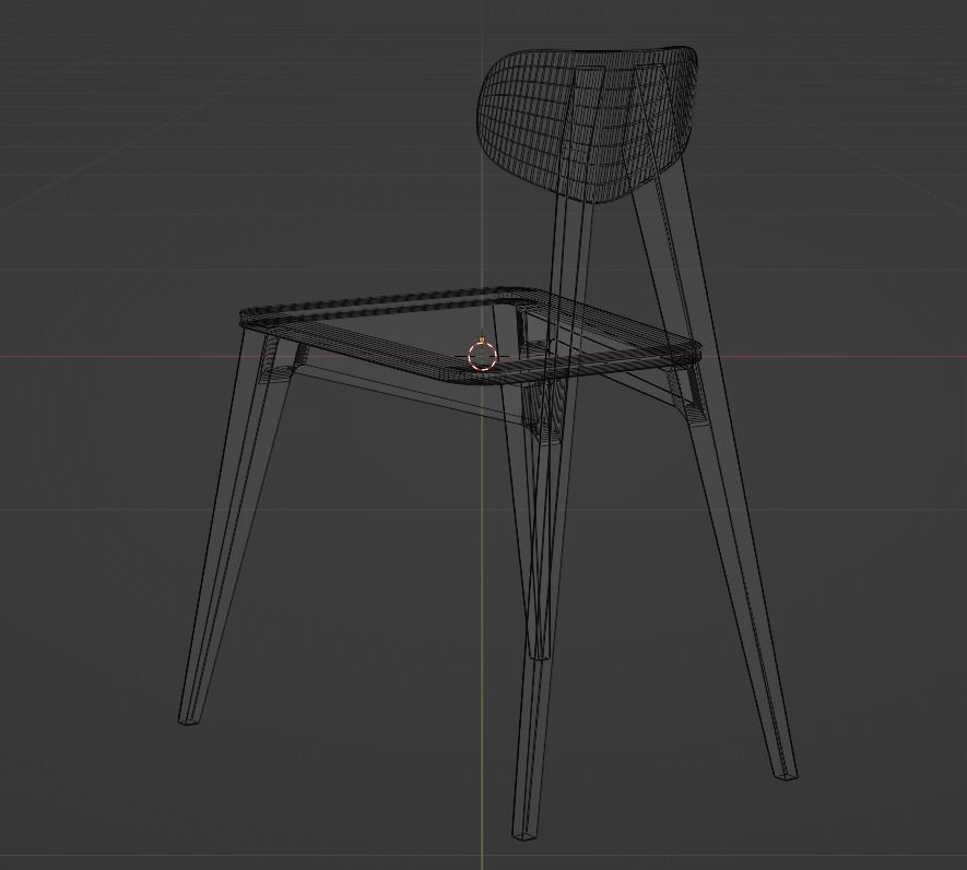 Wood Chair Low-poly 3D model_8