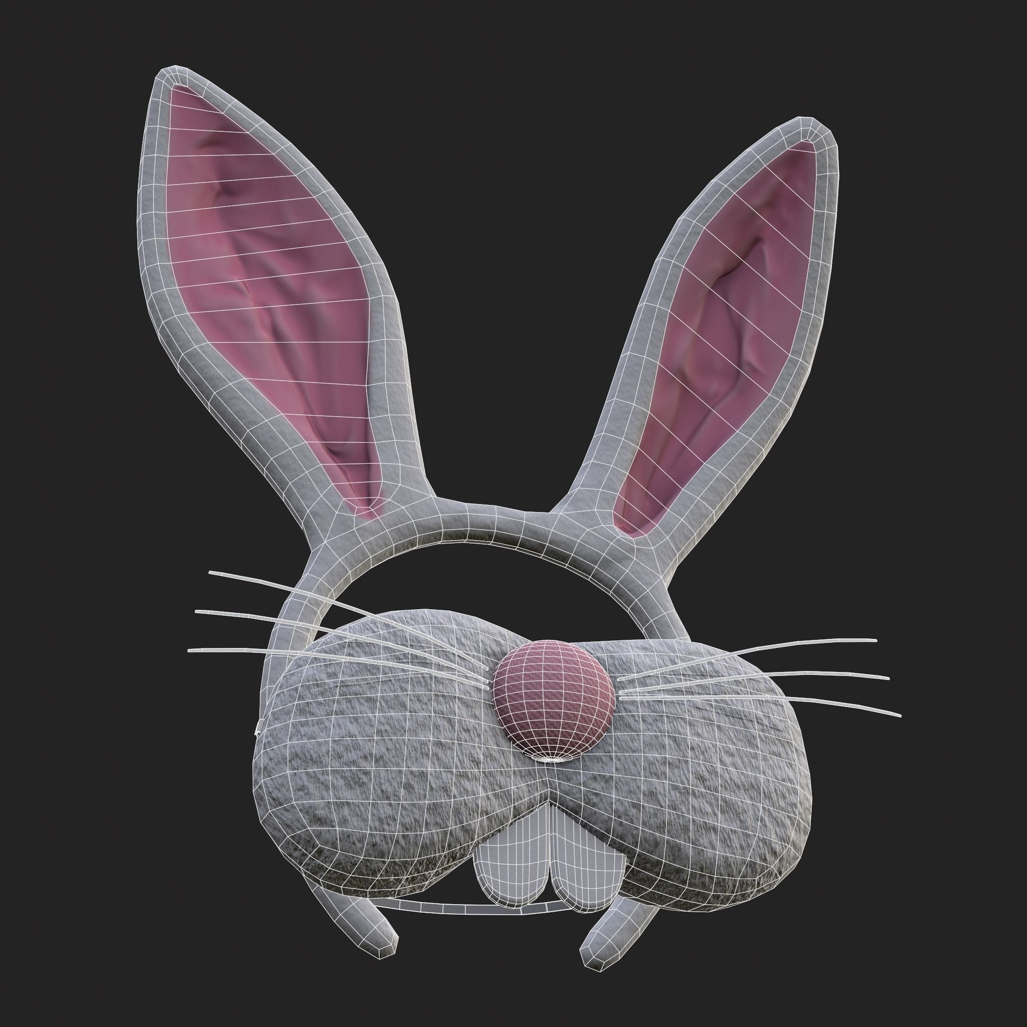 Bunny Attire Ears and Nose Low-poly 3D model_18