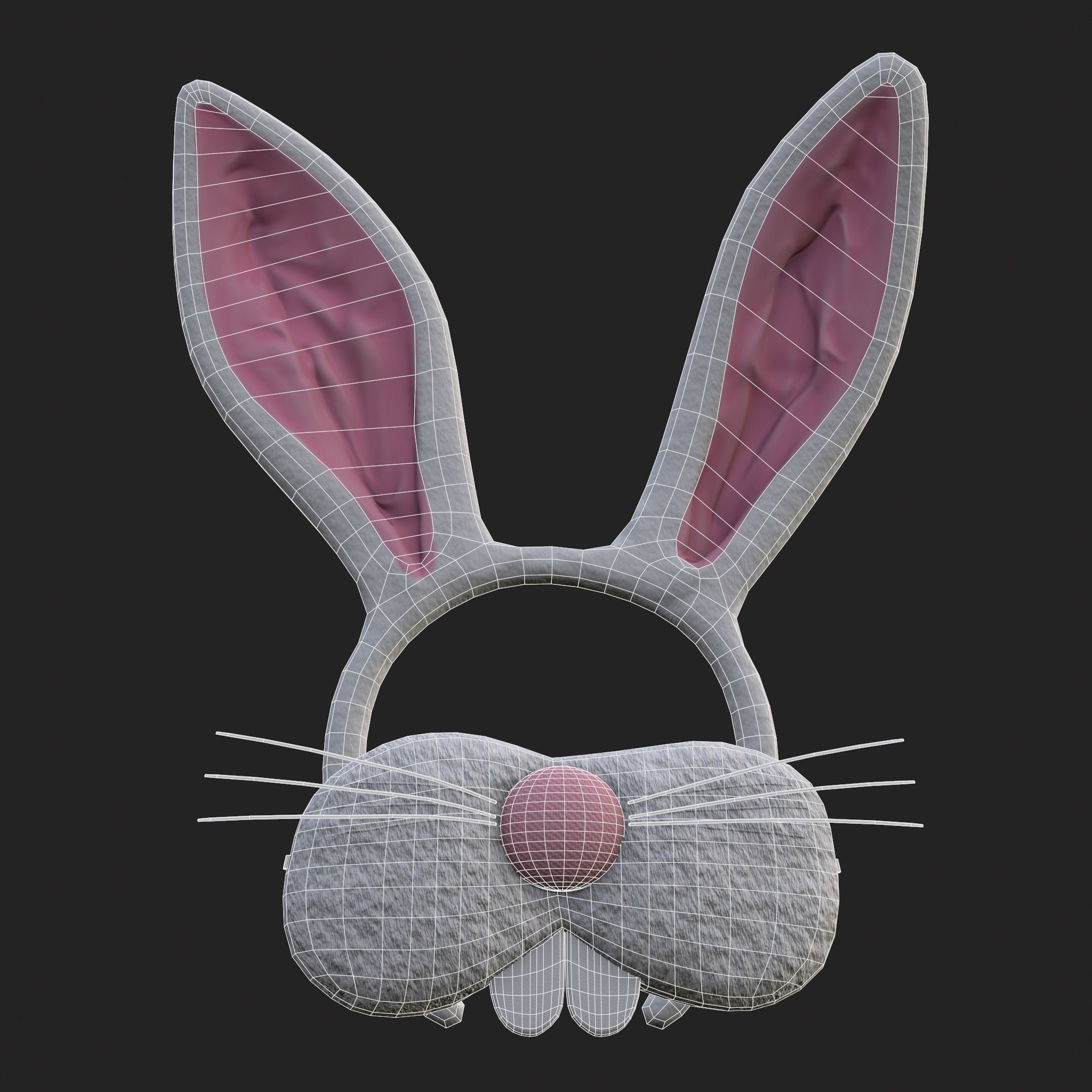 Bunny Attire Ears and Nose Low-poly 3D model_20