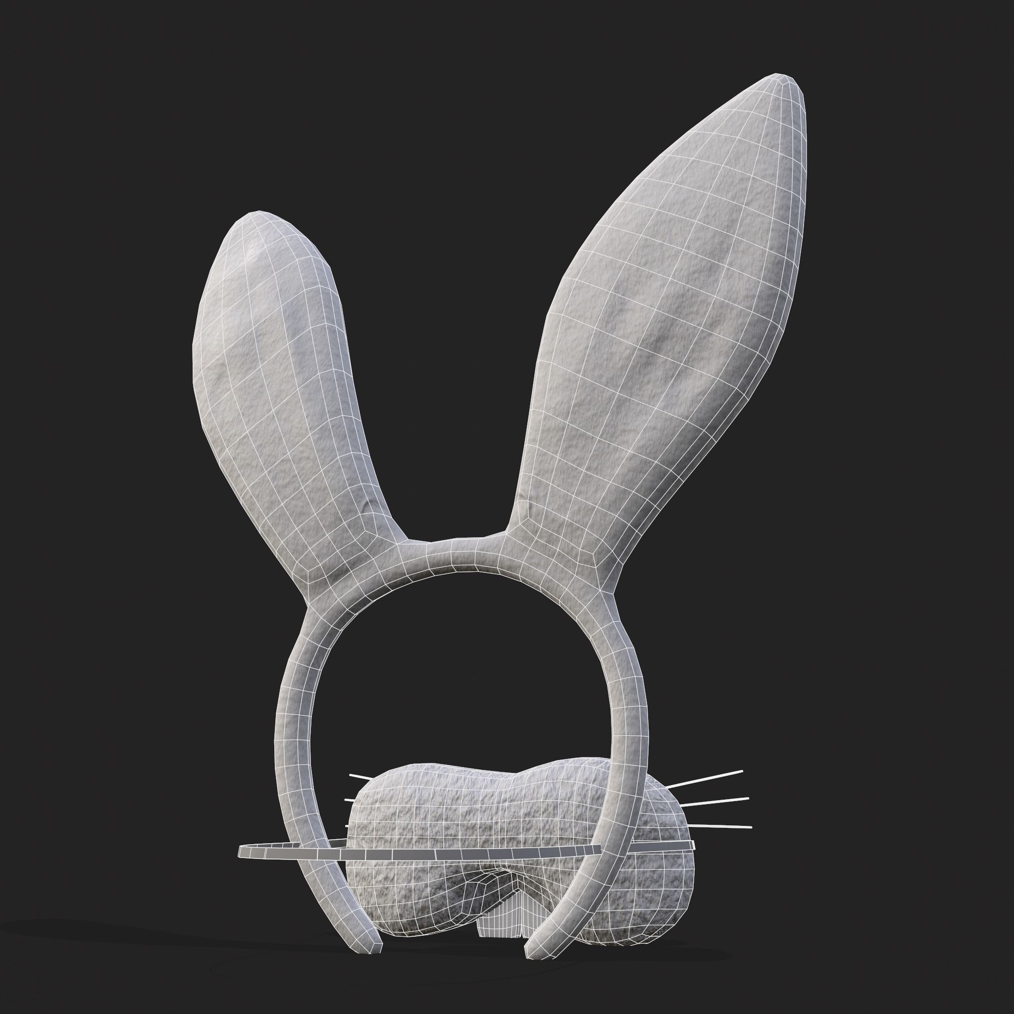 Bunny Attire Ears and Nose Low-poly 3D model_6