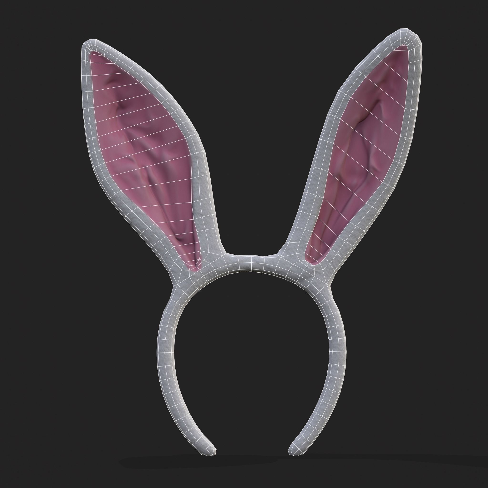 Bunny Attire Ears and Nose Low-poly 3D model_10