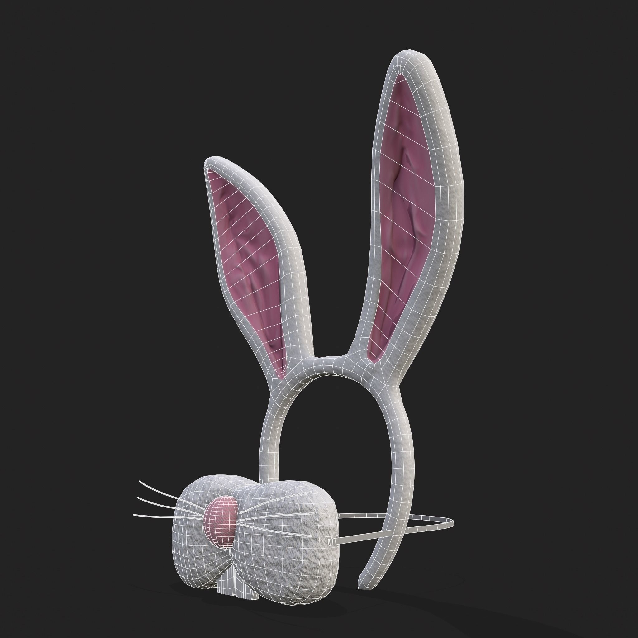 Bunny Attire Ears and Nose Low-poly 3D model_4