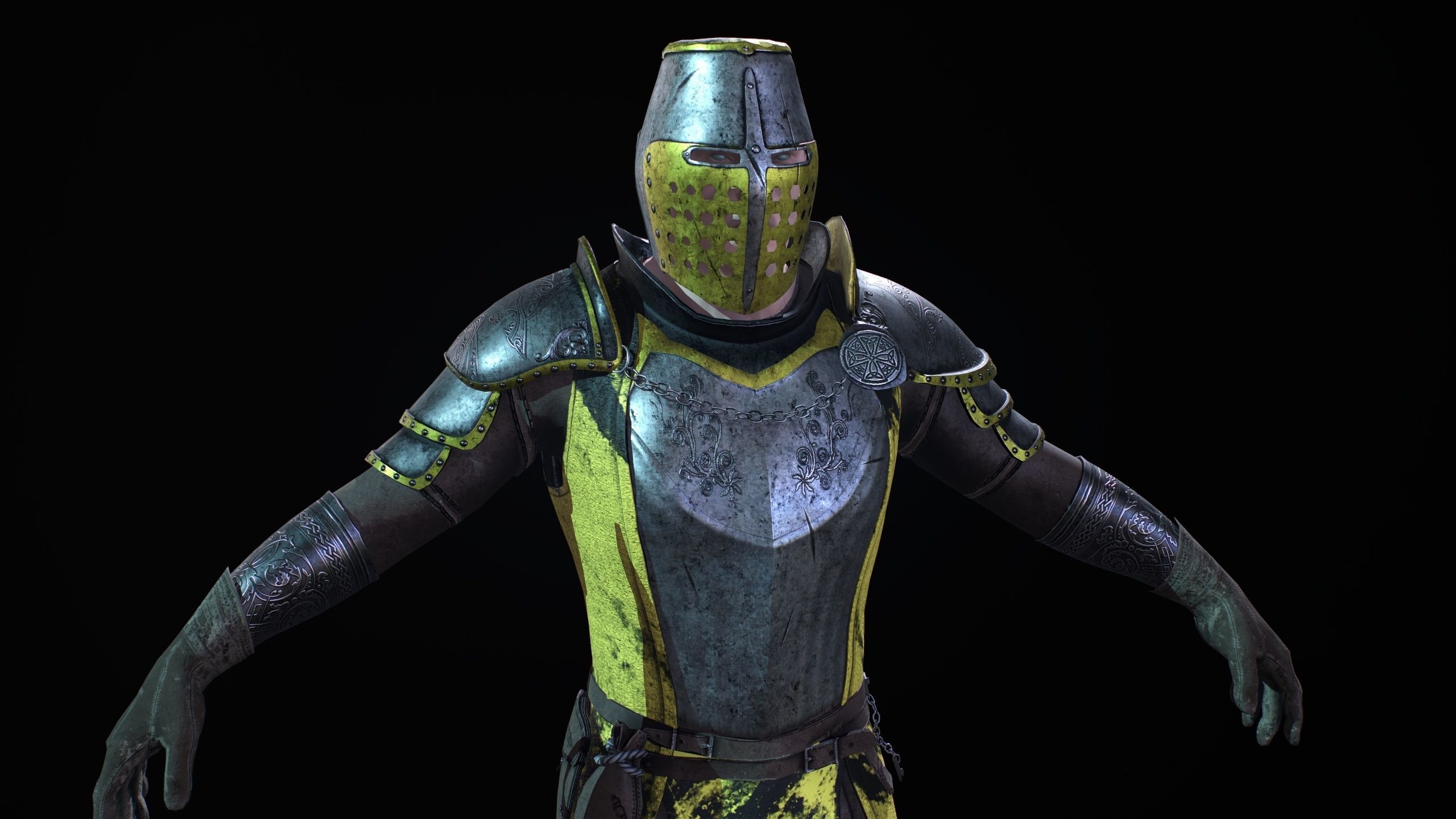 knight in armor Low-poly 3D model_2