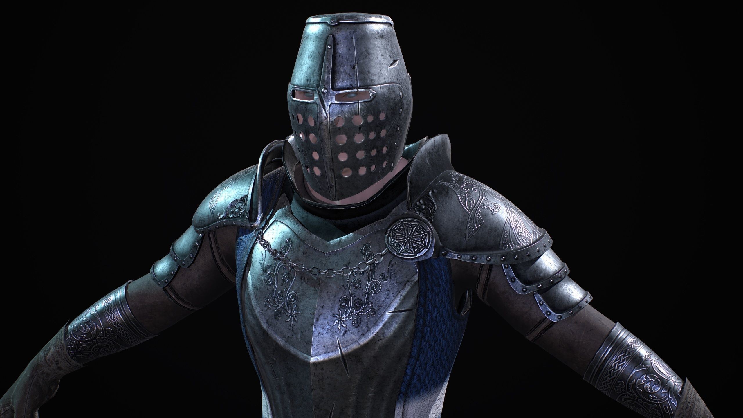 knight in armor Low-poly 3D model_11
