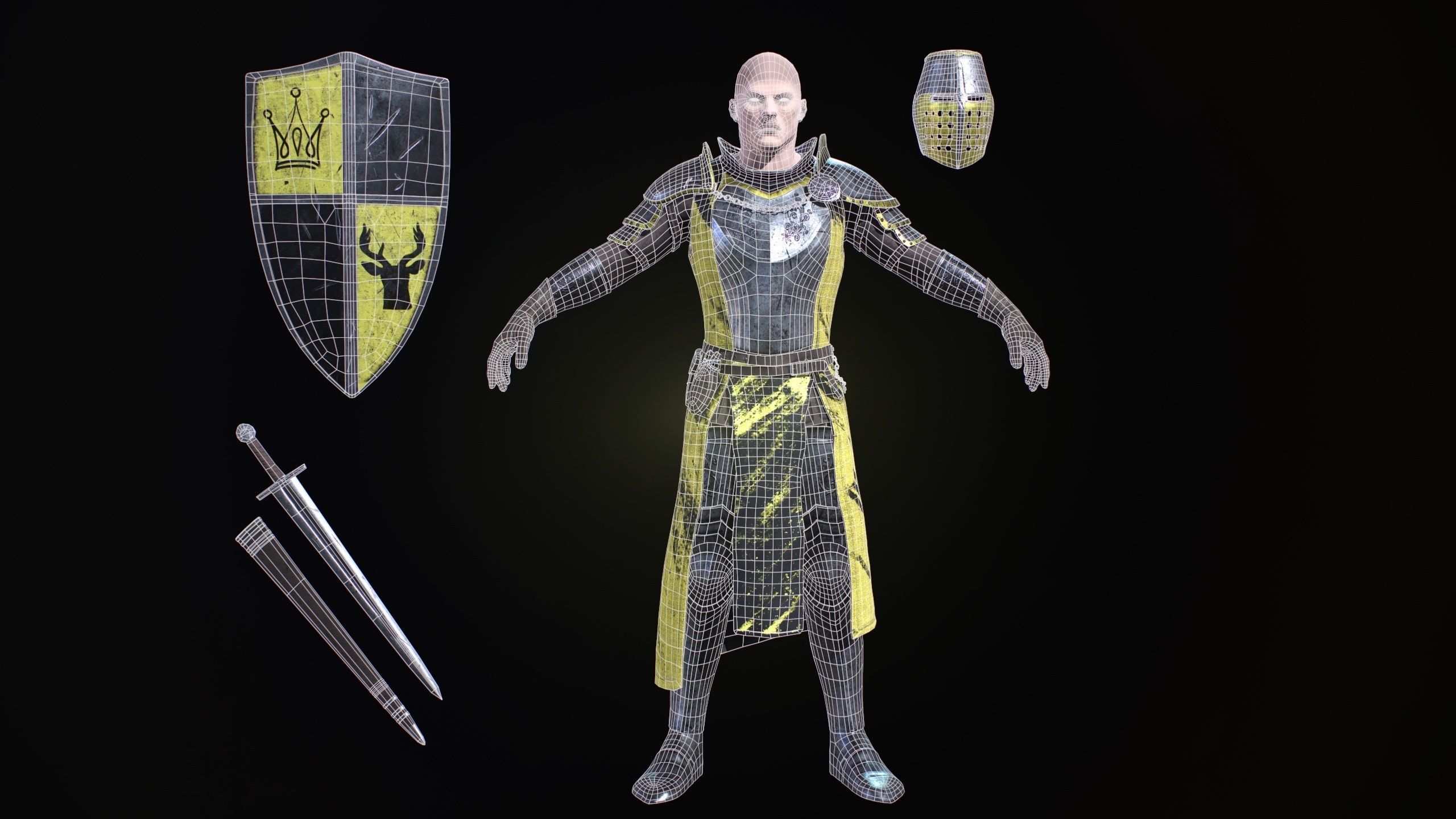 knight in armor Low-poly 3D model_5