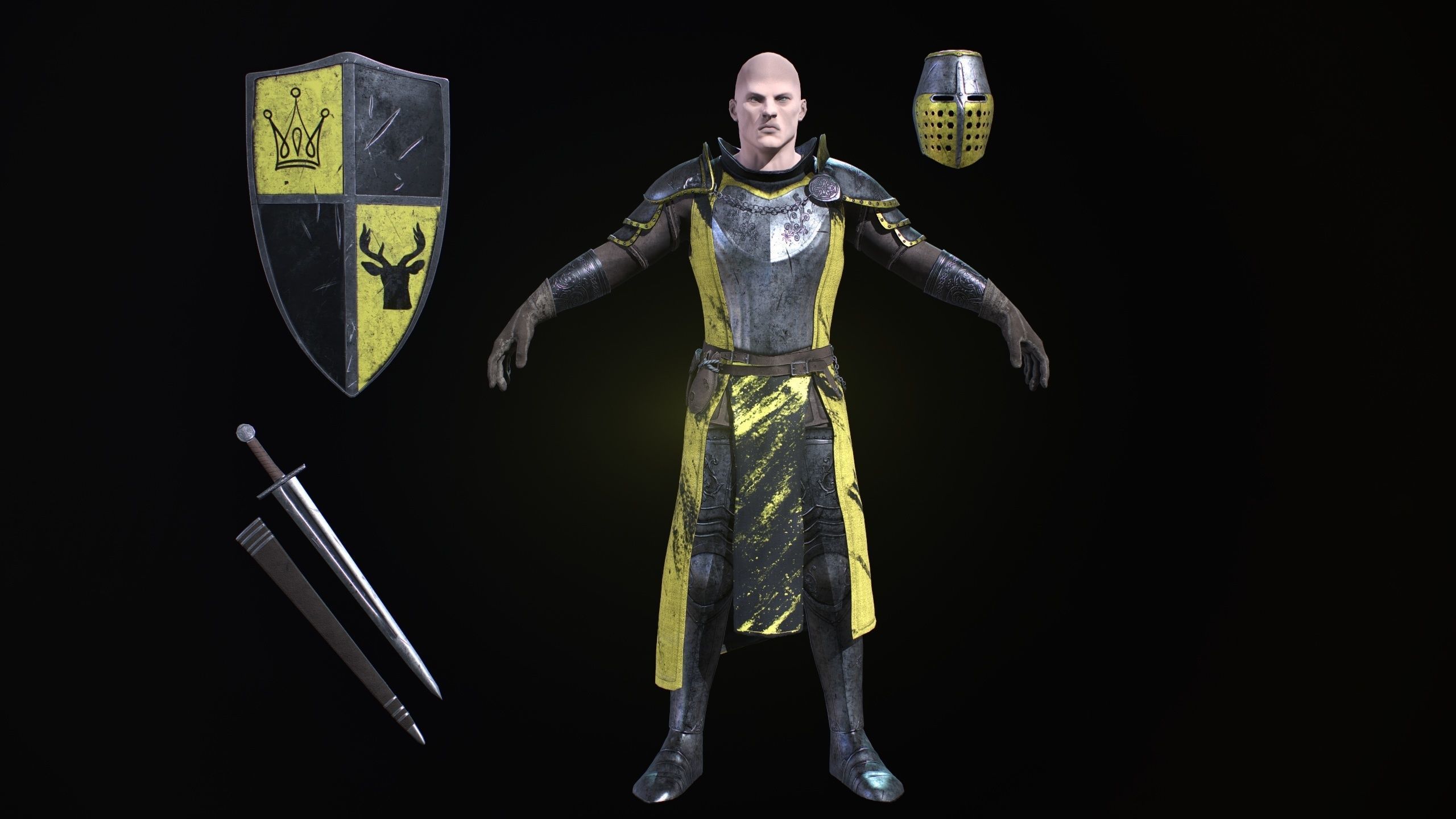 knight in armor Low-poly 3D model_3