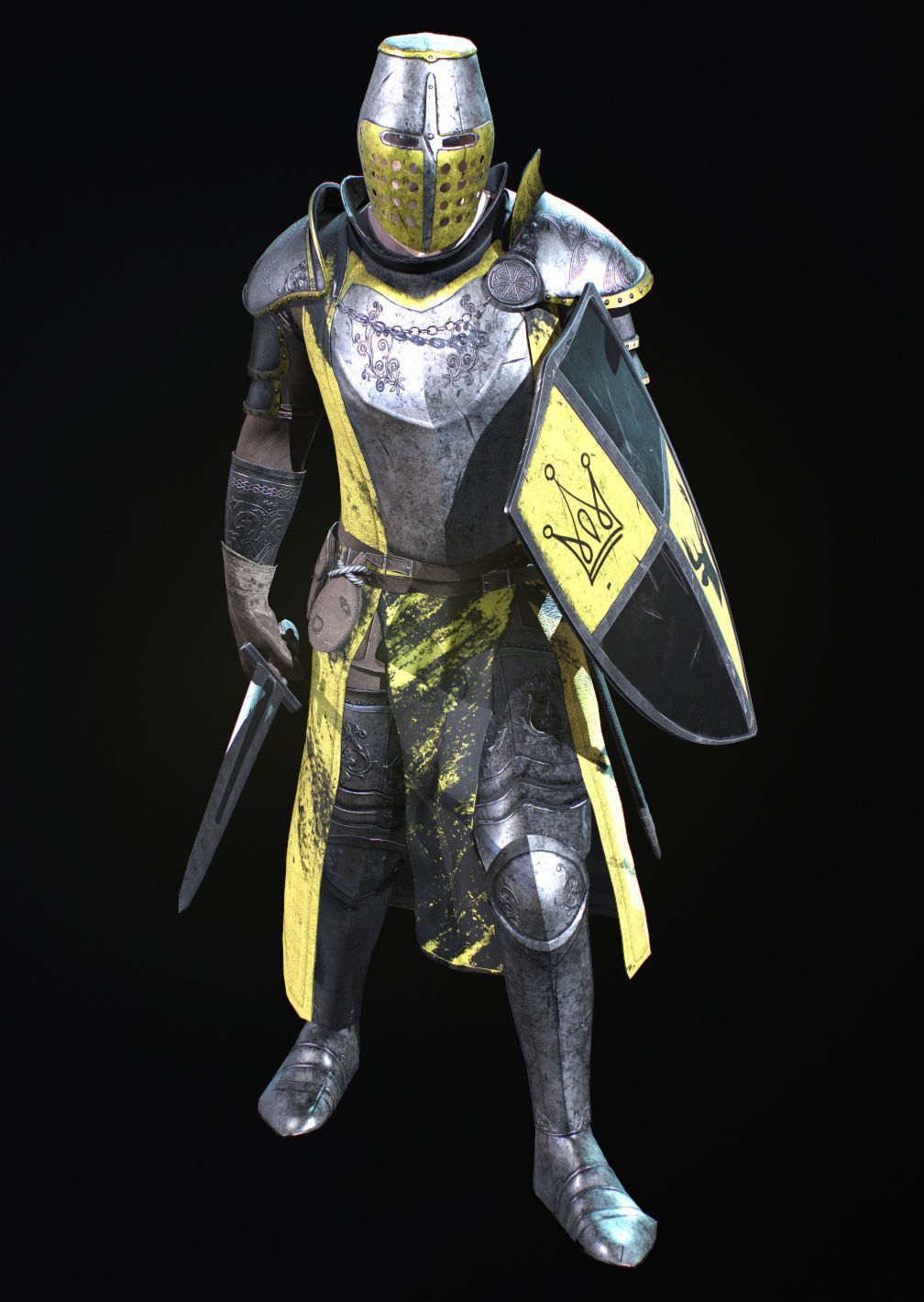 knight in armor Low-poly 3D model_4