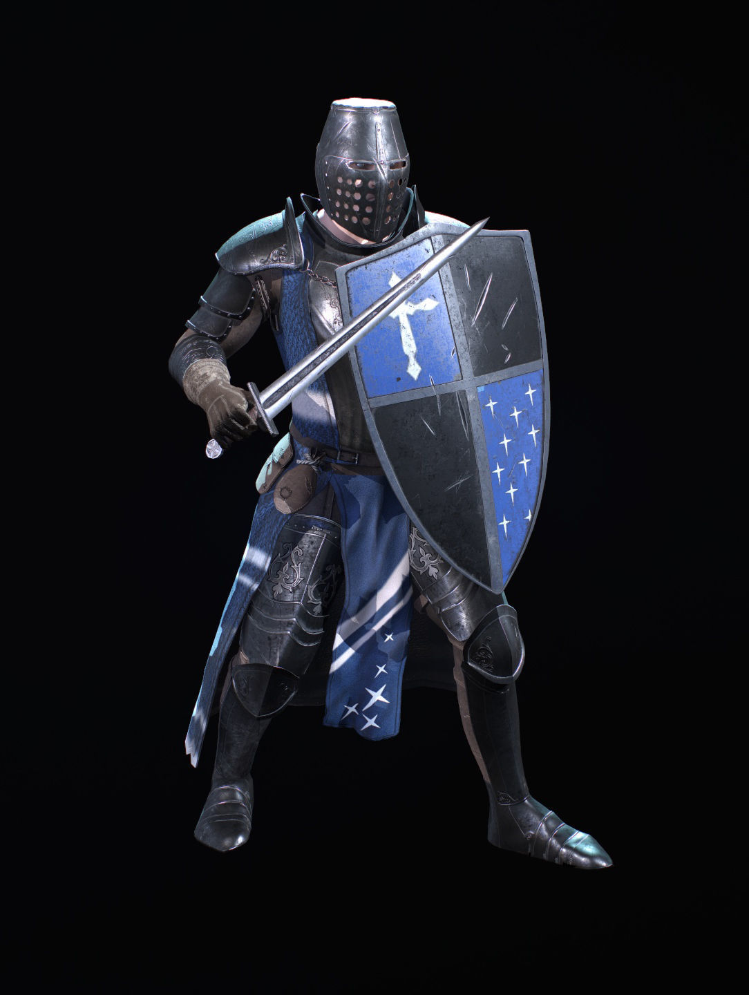 knight in armor Low-poly 3D model_9