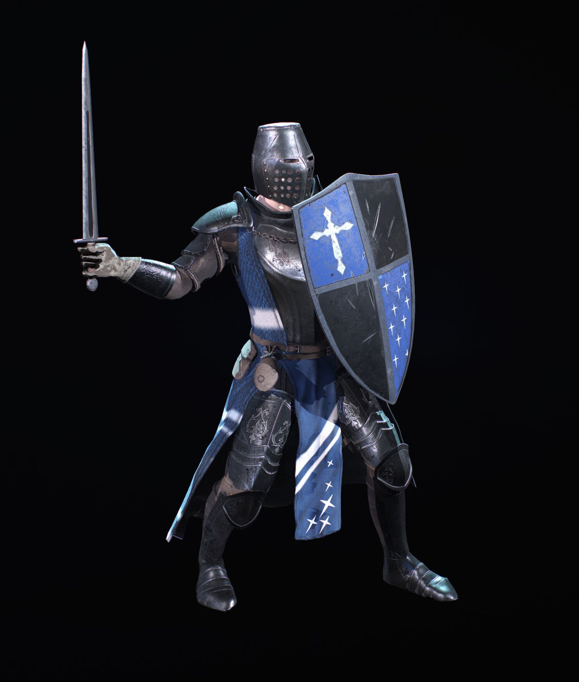 knight in armor Low-poly 3D model_8