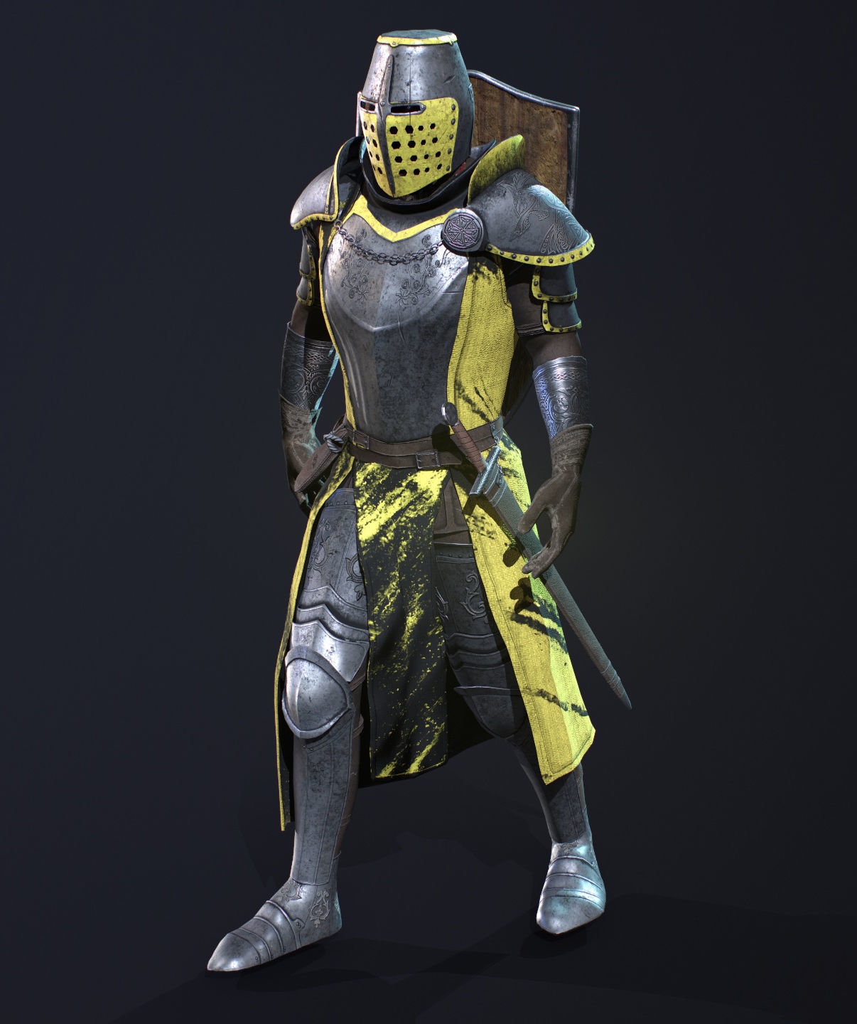 knight in armor Low-poly 3D model_6