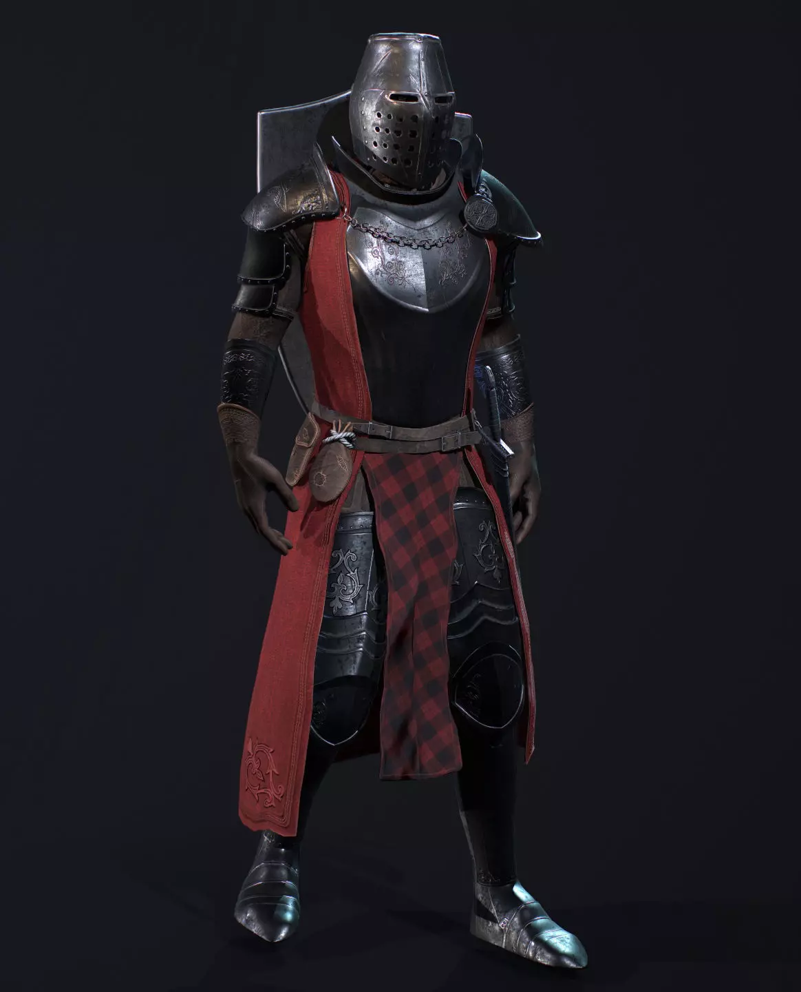 knight in armor Low-poly 3D model_0