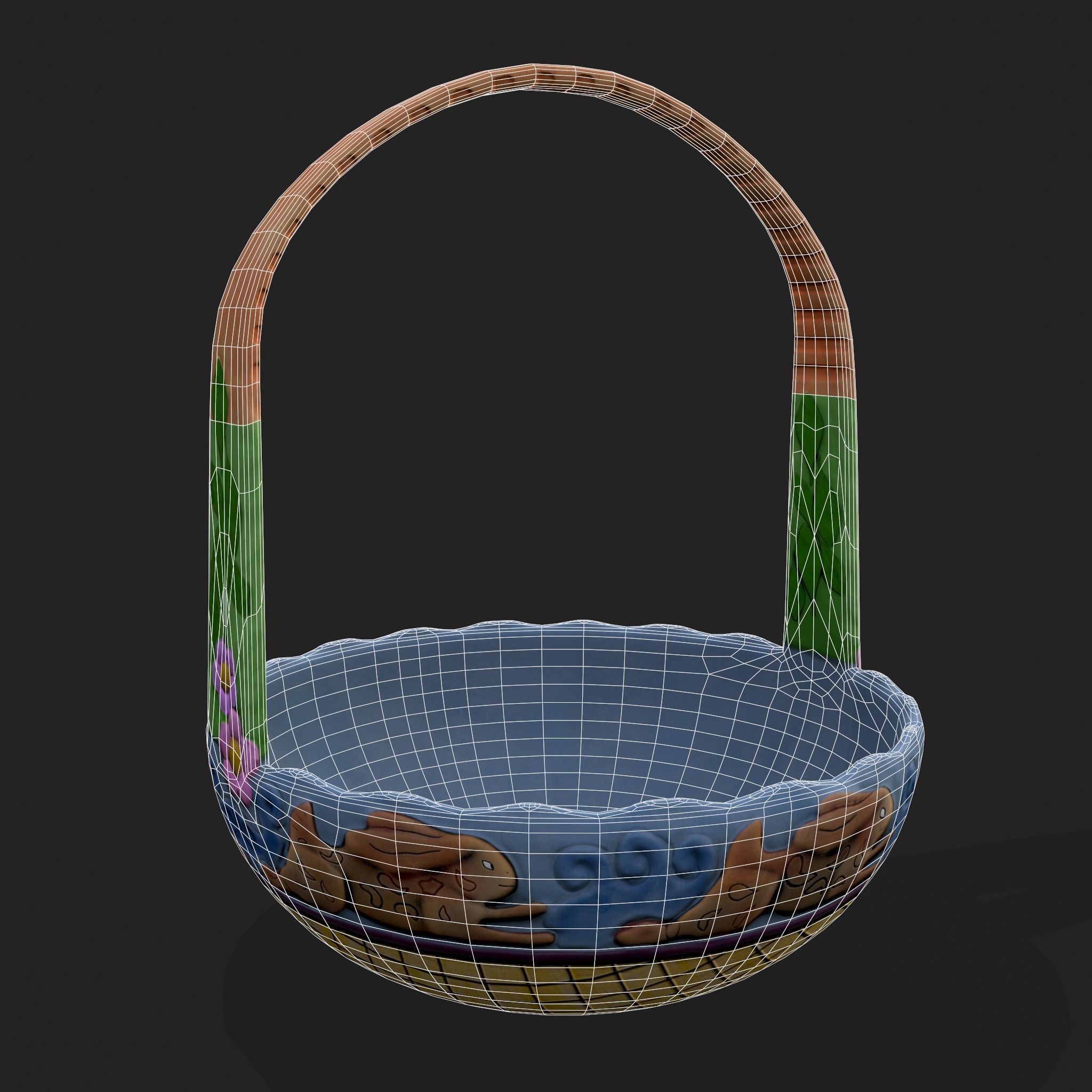 Vintage Easter Basket Low-poly 3D model_20