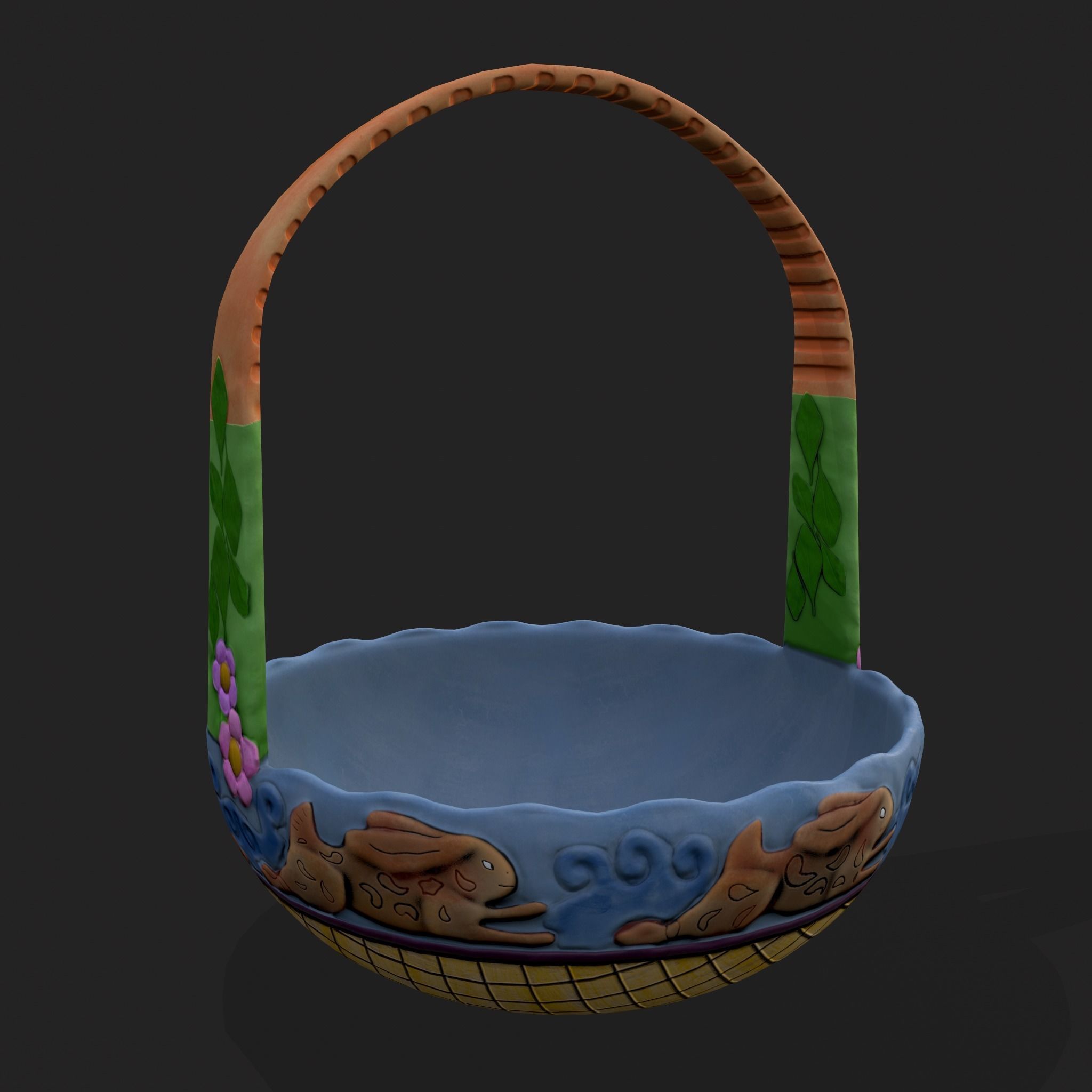 Vintage Easter Basket Low-poly 3D model_19