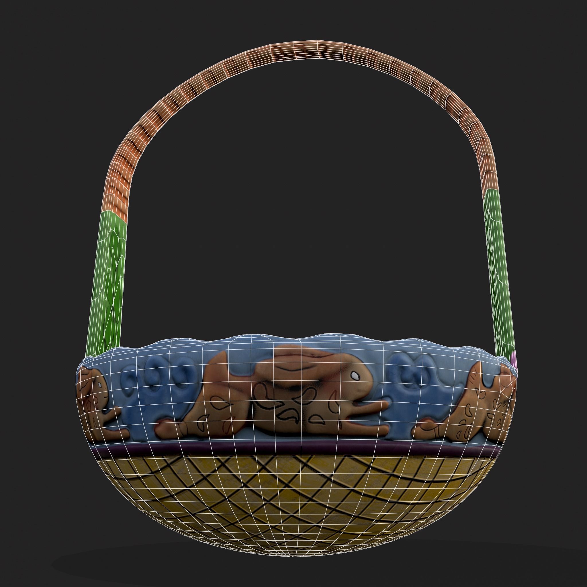 Vintage Easter Basket Low-poly 3D model_12