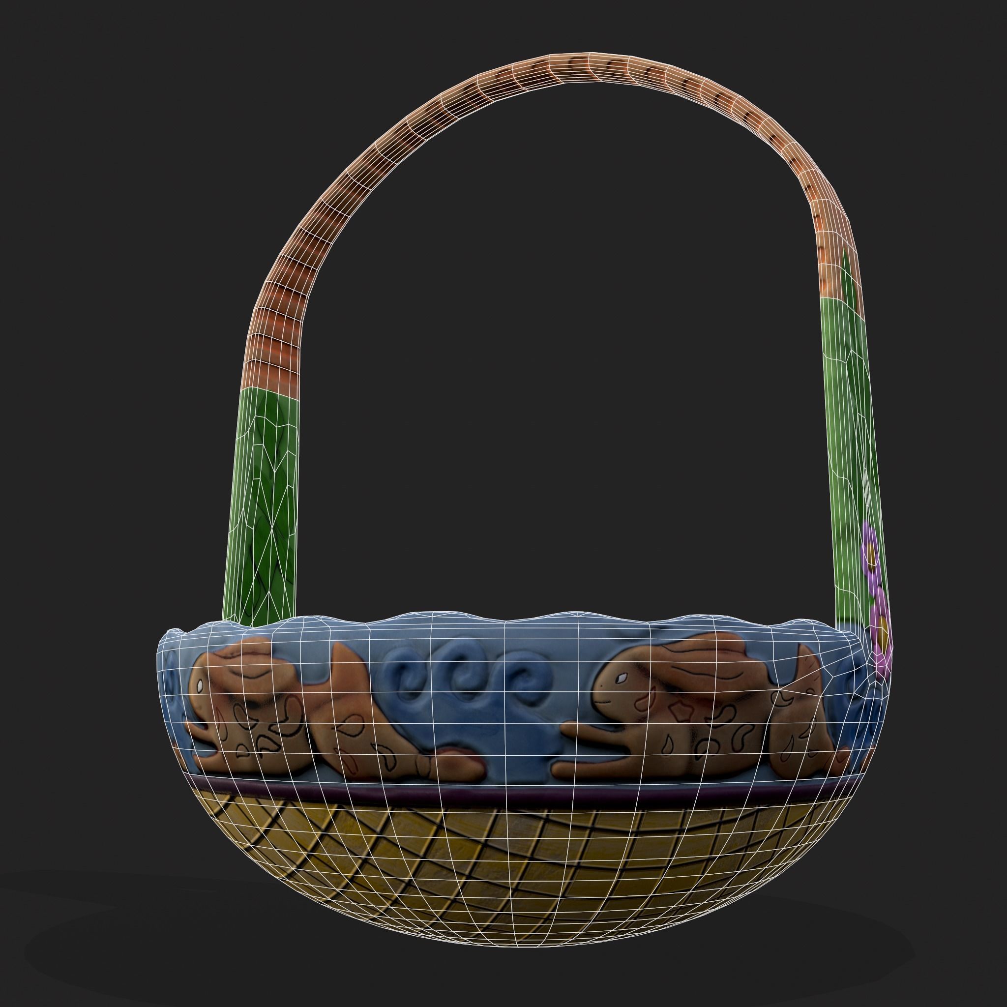 Vintage Easter Basket Low-poly 3D model_18