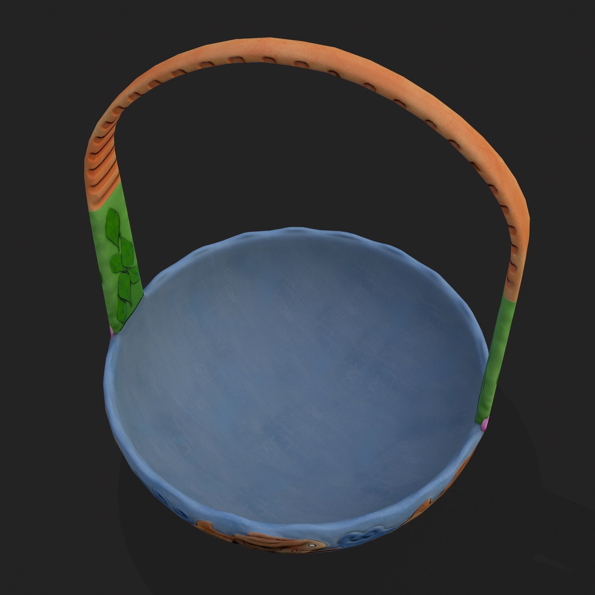 Vintage Easter Basket Low-poly 3D model_7