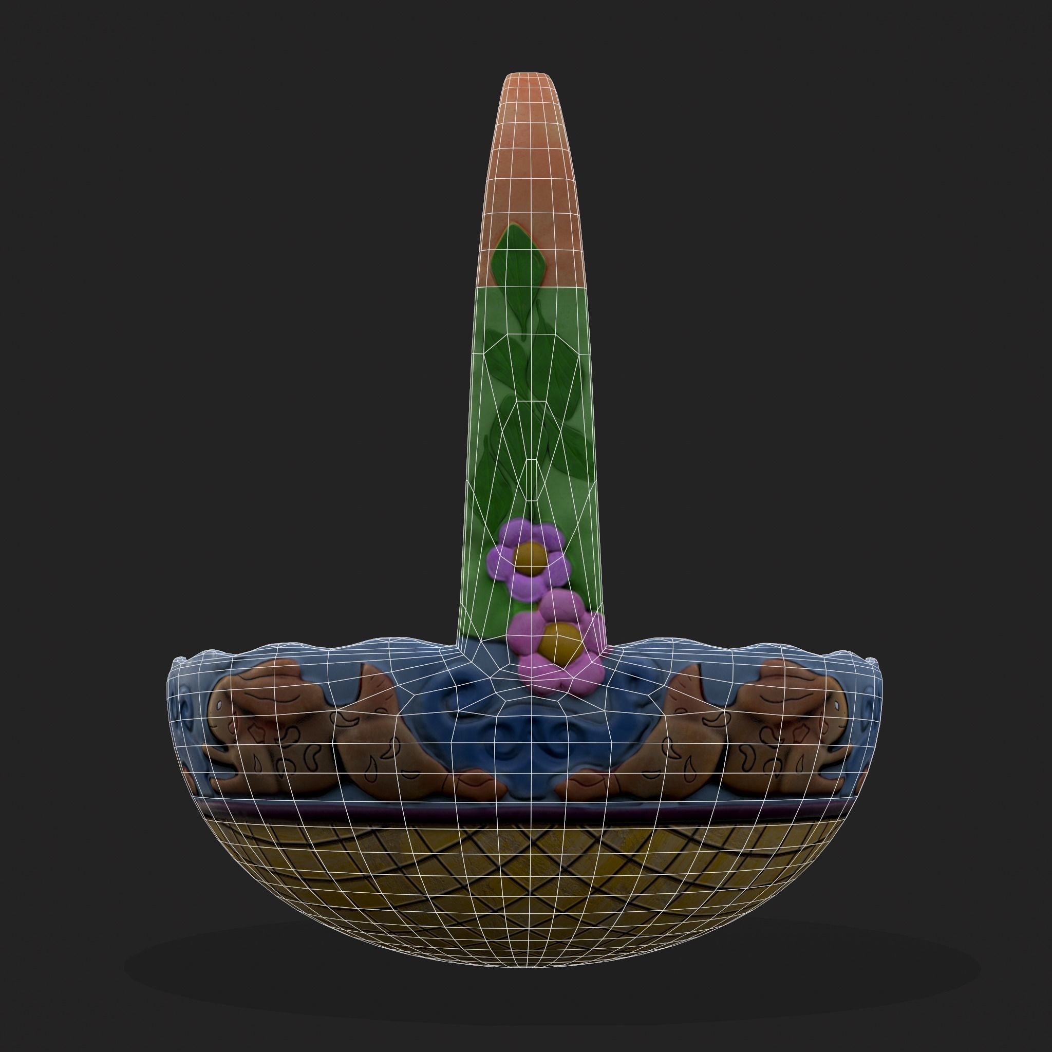 Vintage Easter Basket Low-poly 3D model_6