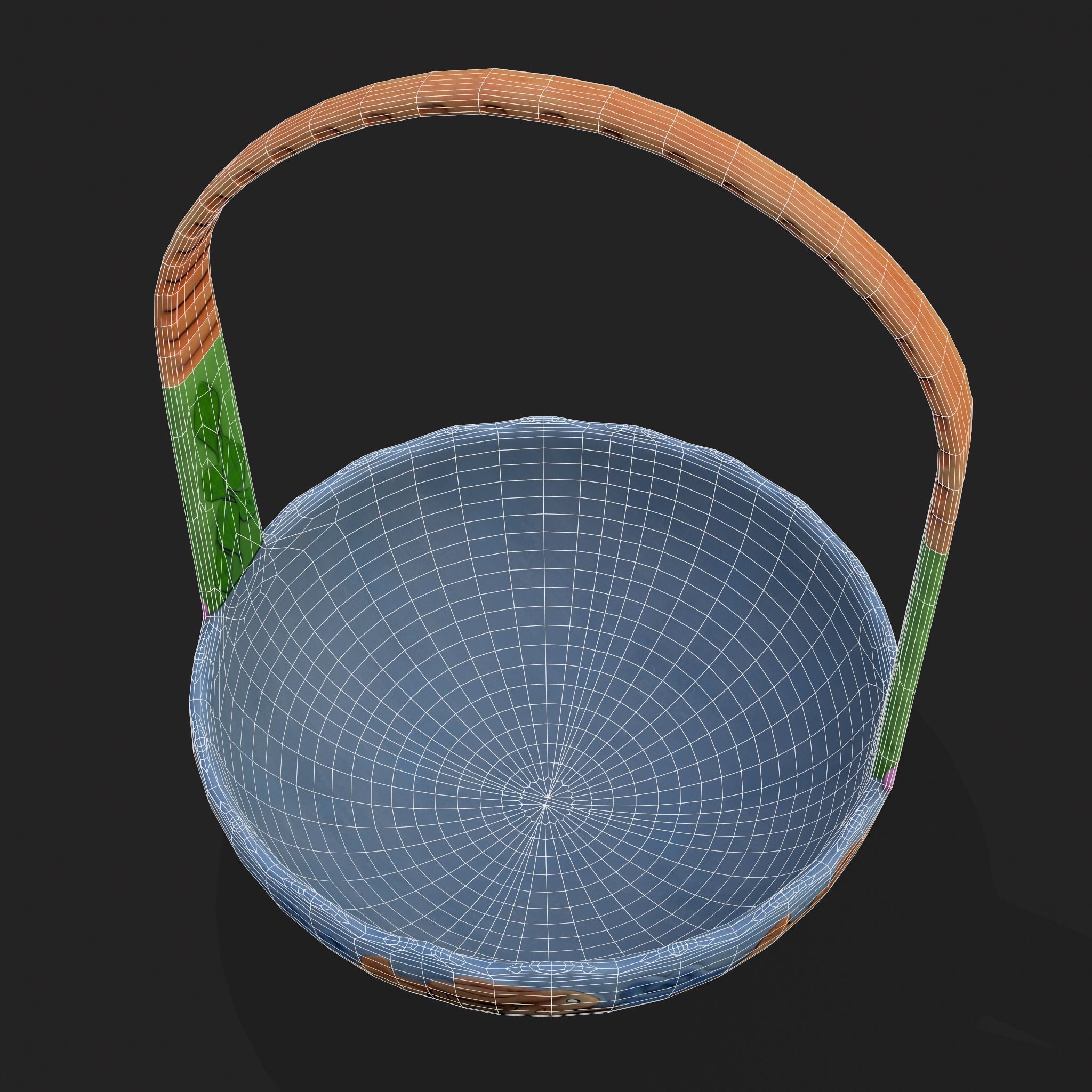 Vintage Easter Basket Low-poly 3D model_8