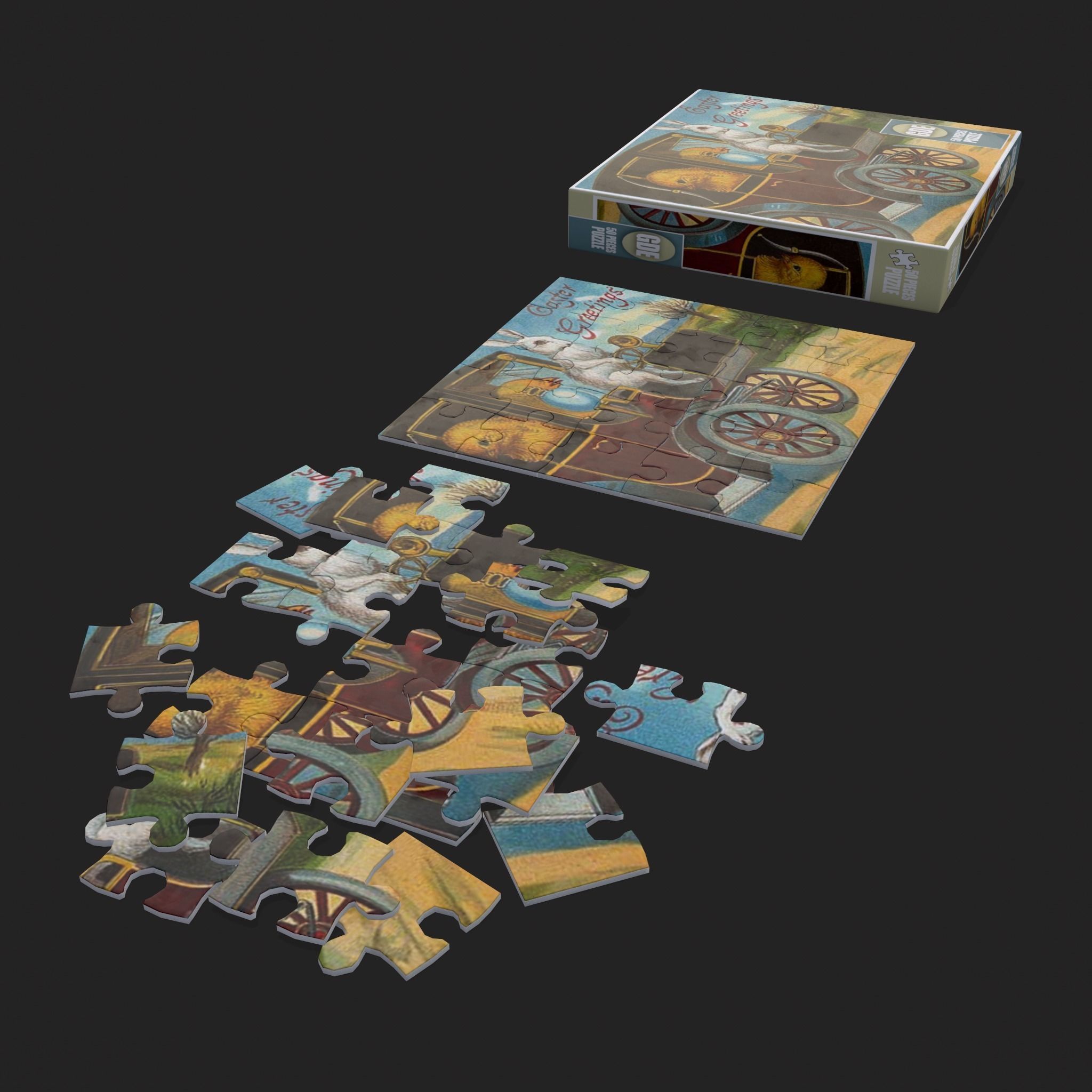 Easter Puzzle Low-poly 3D model_19