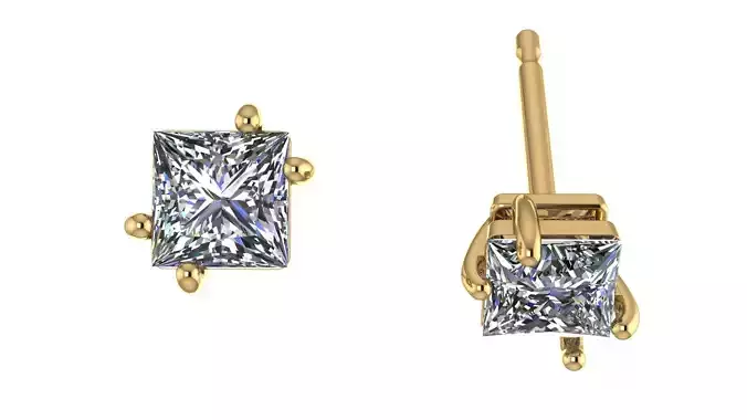 Solitaire Square Princess 4x4 mm Earring
