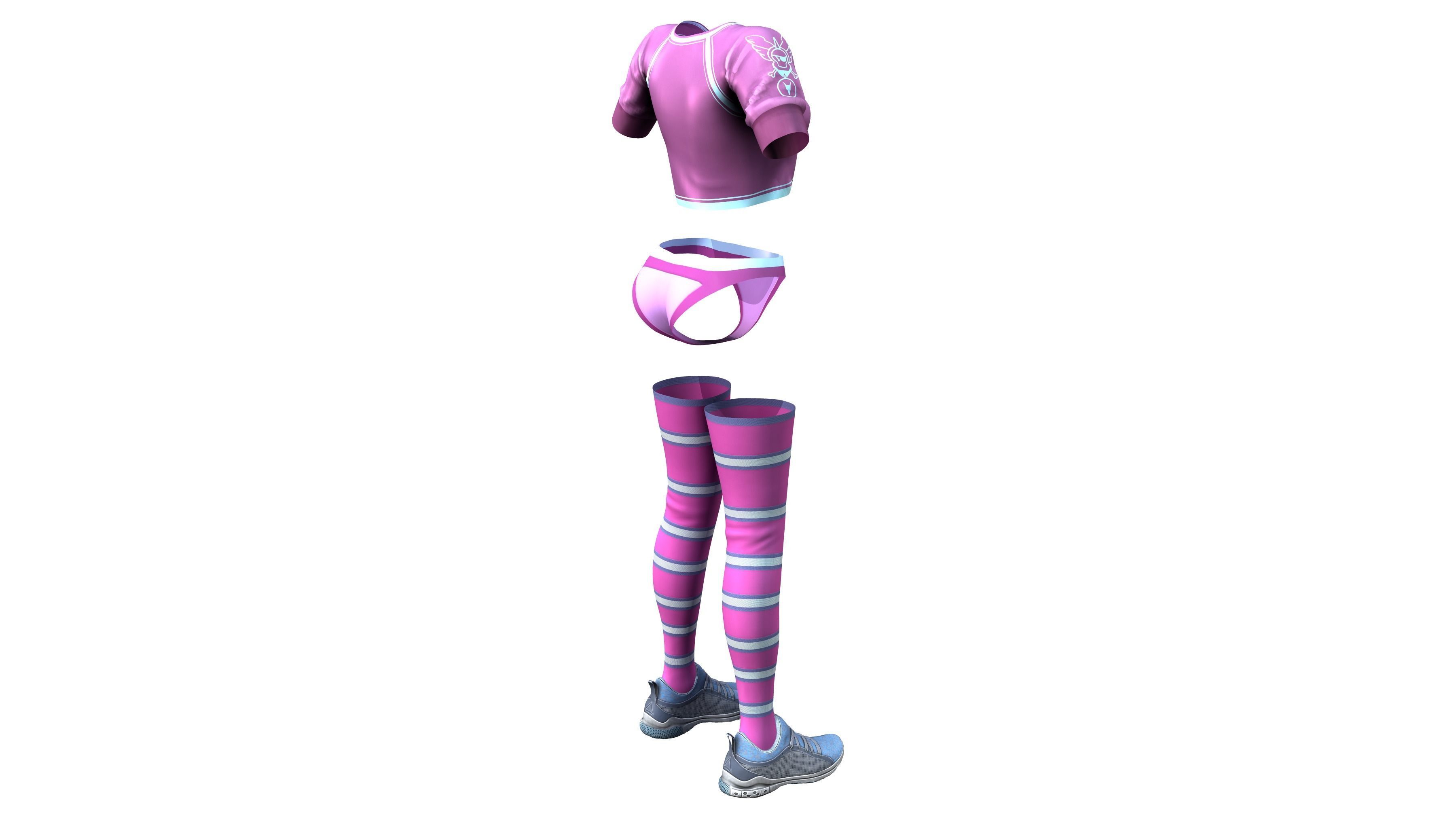 Neon Flashing Animated Outfit Low-poly 3D model_11