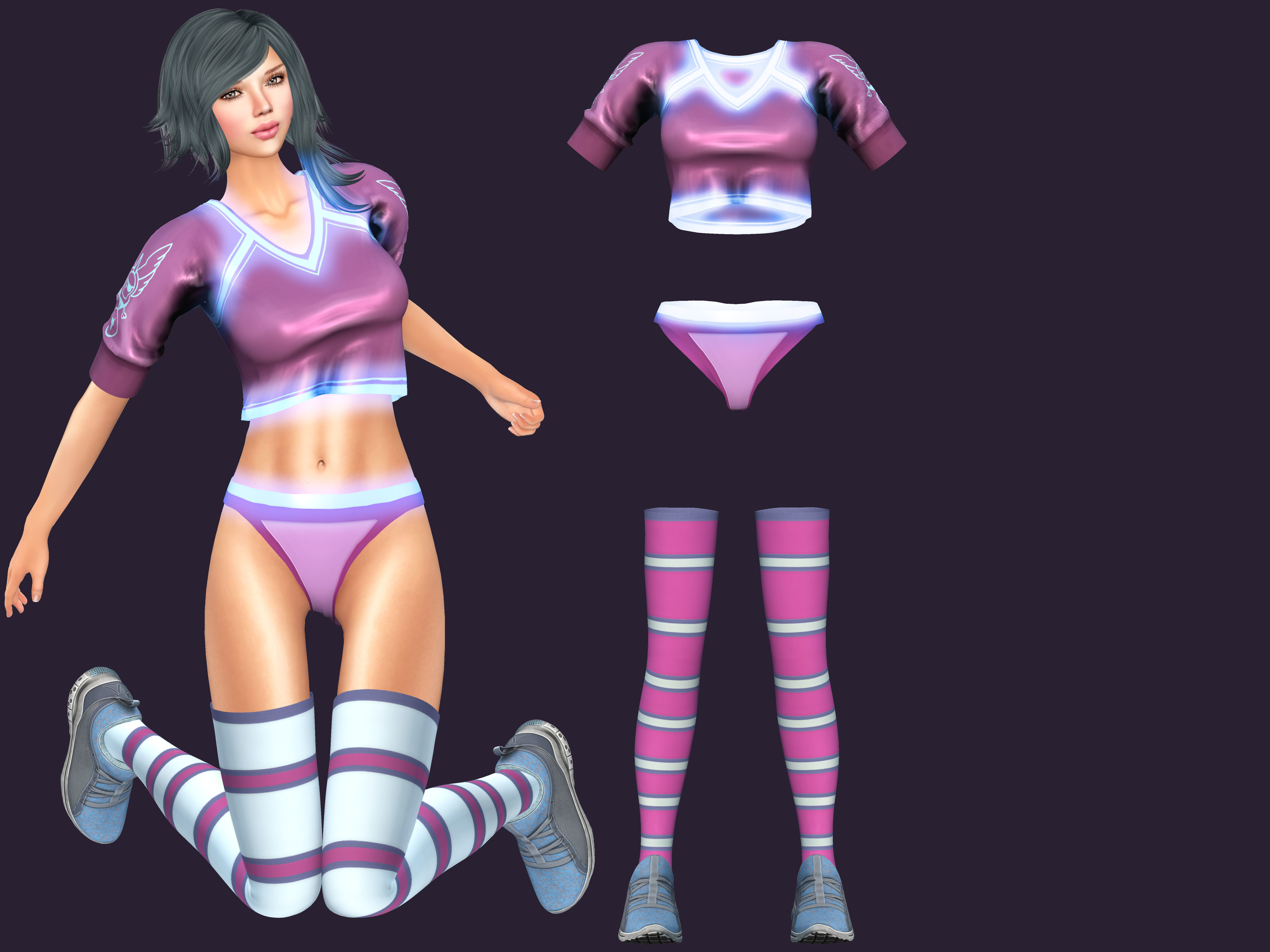 Neon Flashing Animated Outfit Low-poly 3D model_2