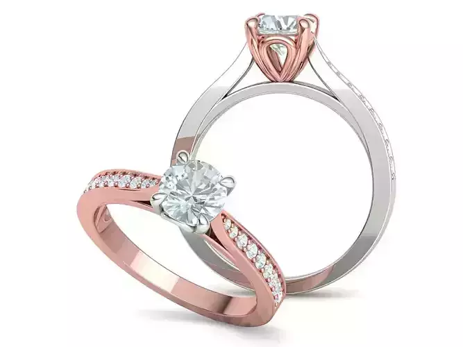 Engagement Solitaire Ring 6mm Stone 3Dprint model