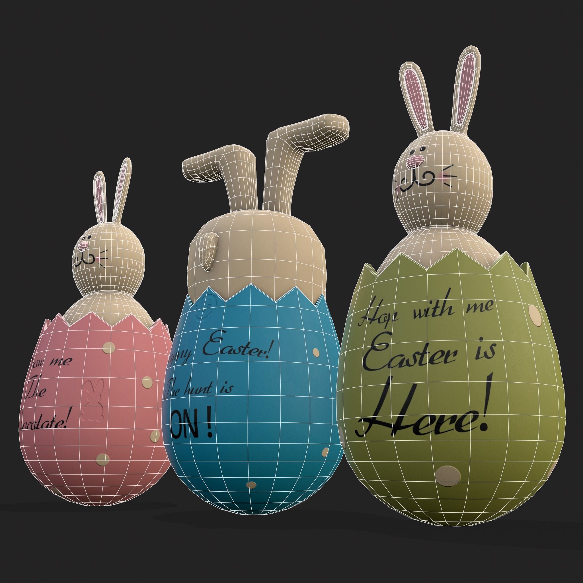 Bunny in a Egg Low-poly 3D model_6