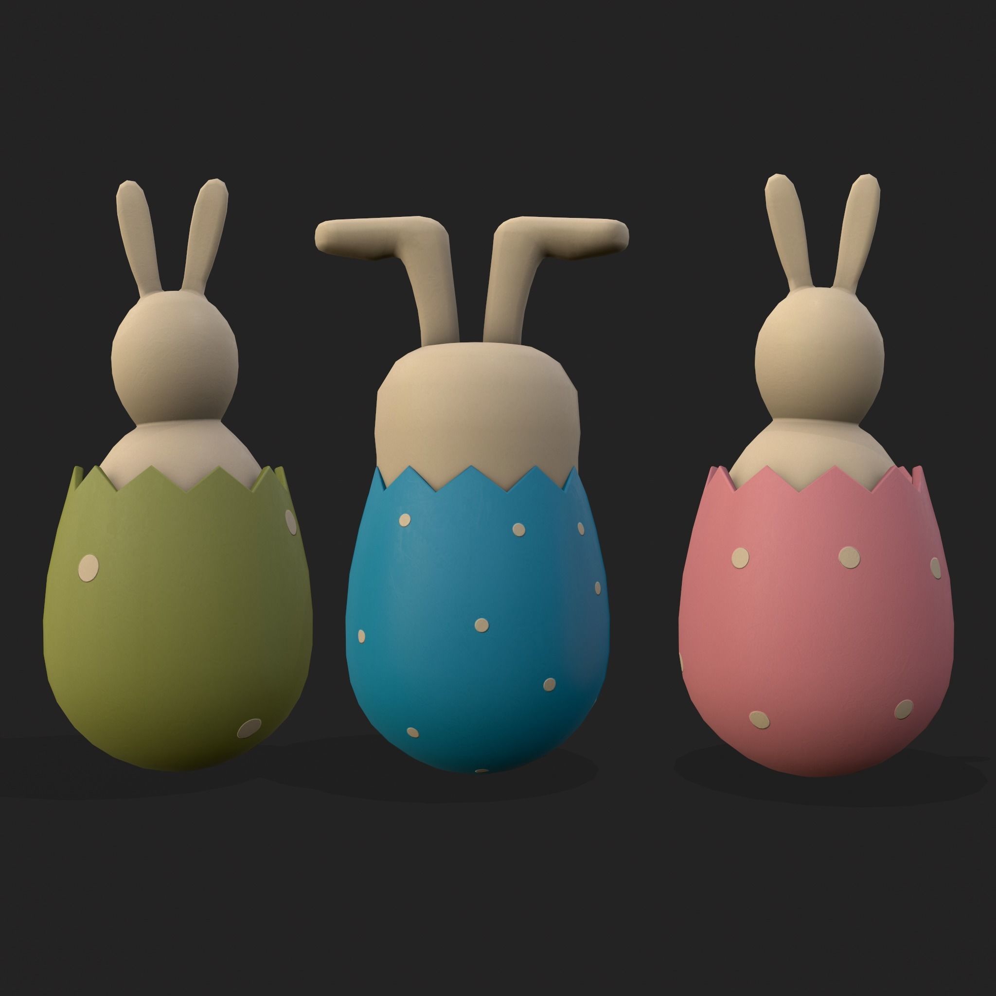 Bunny in a Egg Low-poly 3D model_3
