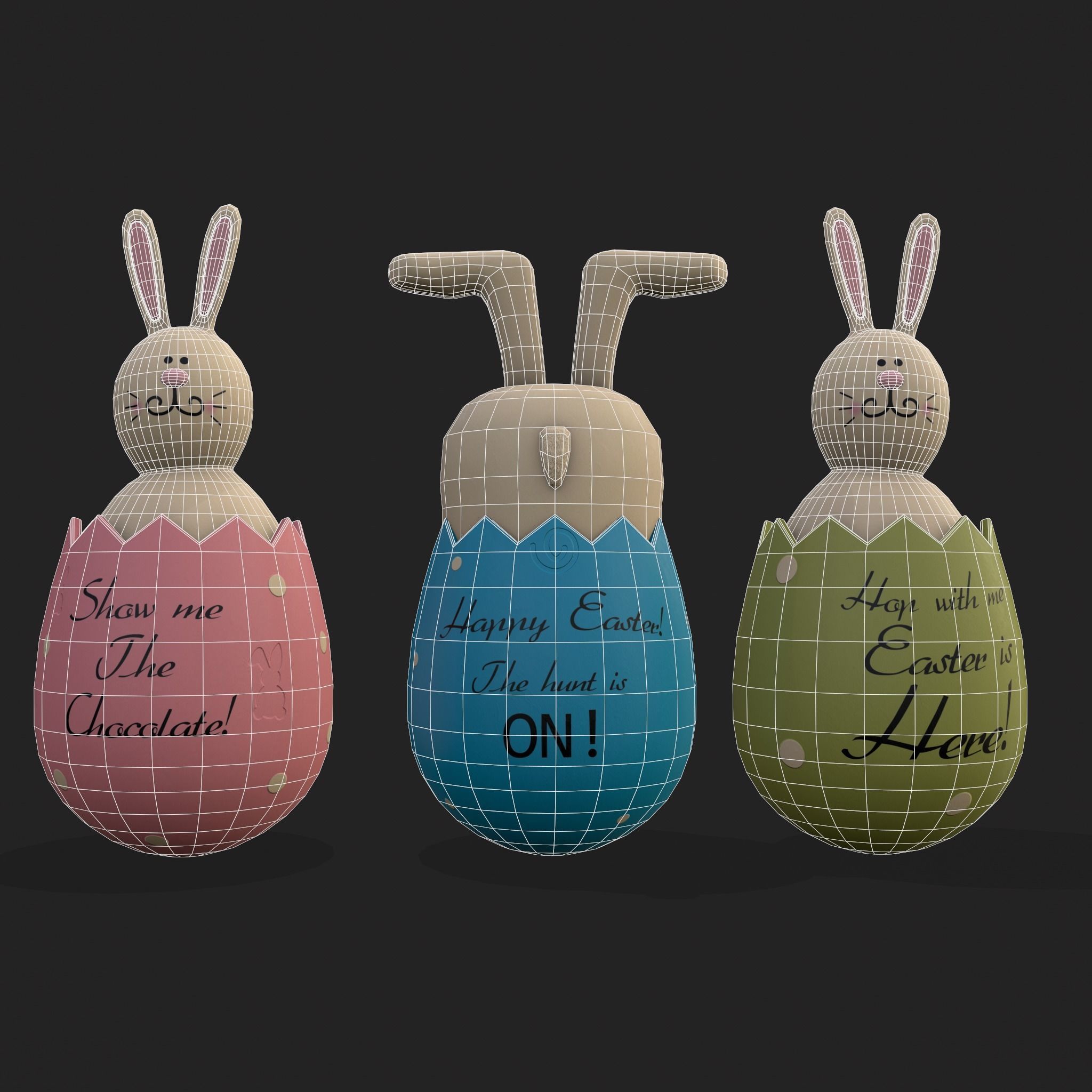 Bunny in a Egg Low-poly 3D model_14