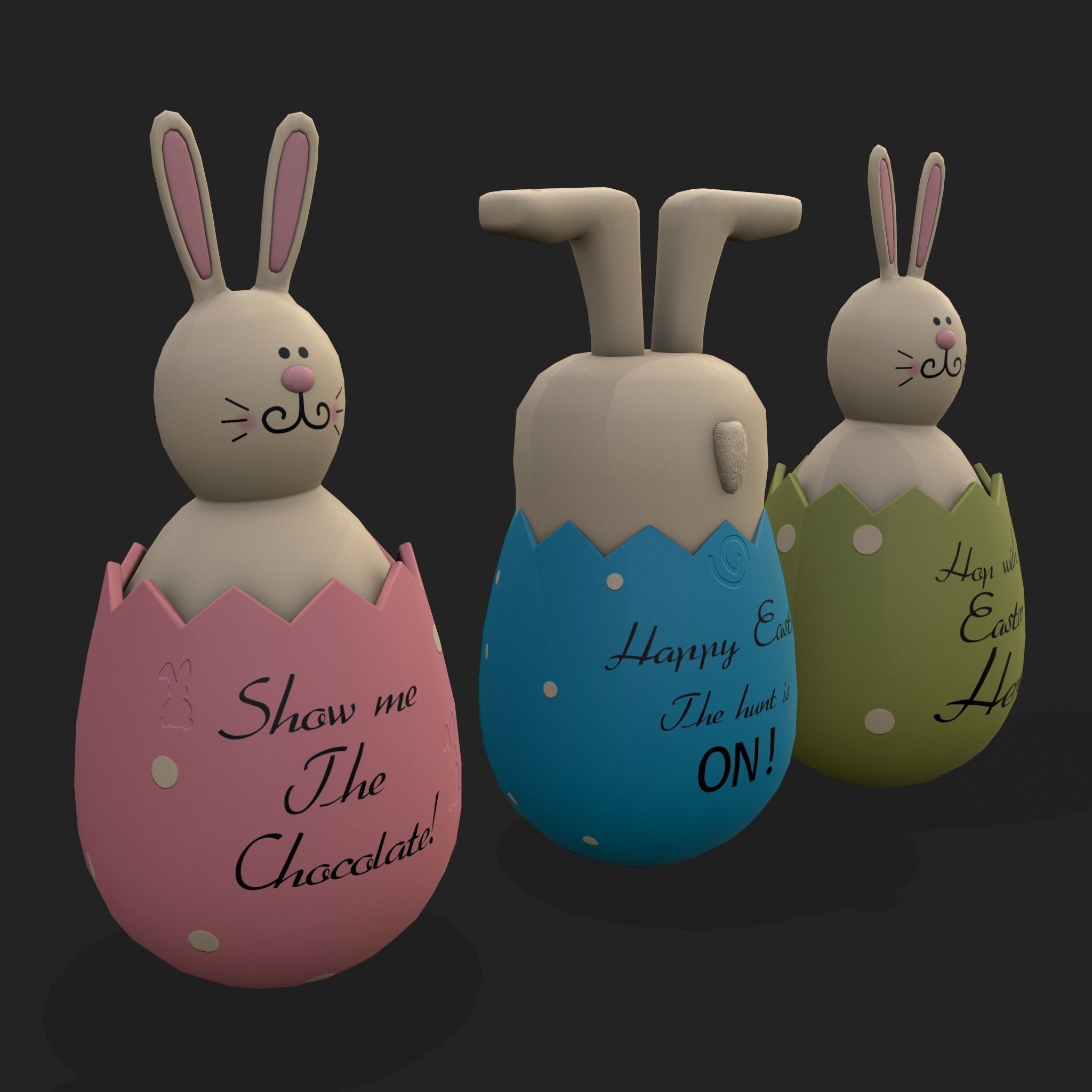 Bunny in a Egg Low-poly 3D model_17
