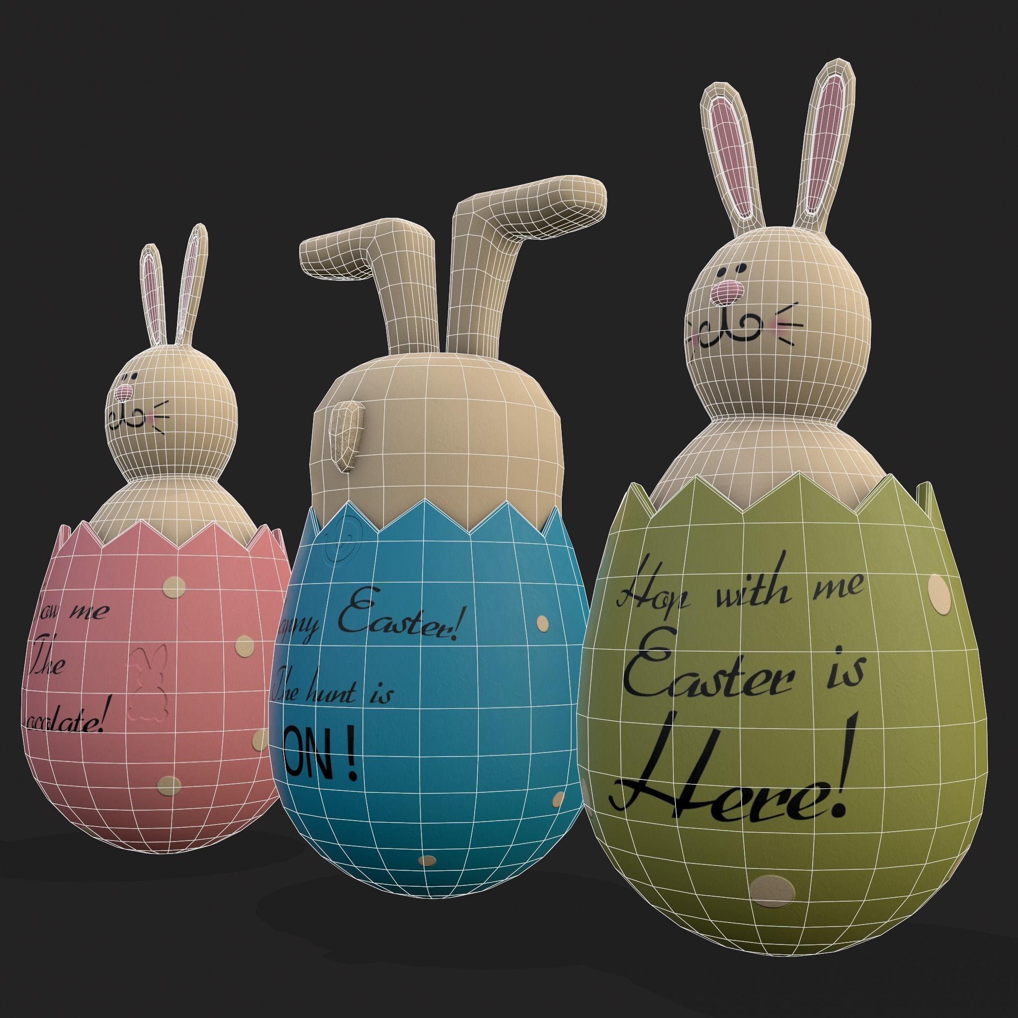 Bunny in a Egg Low-poly 3D model_20
