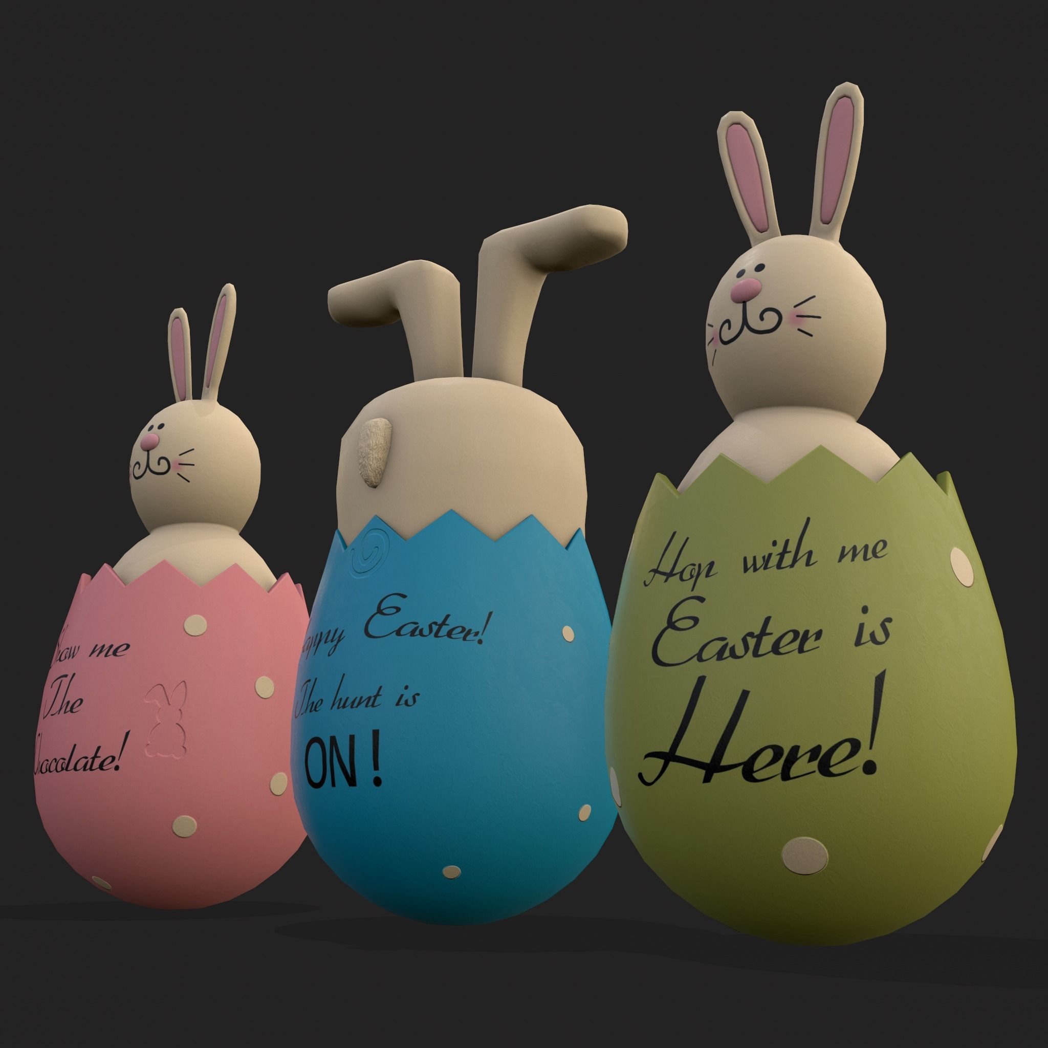 Bunny in a Egg Low-poly 3D model_5