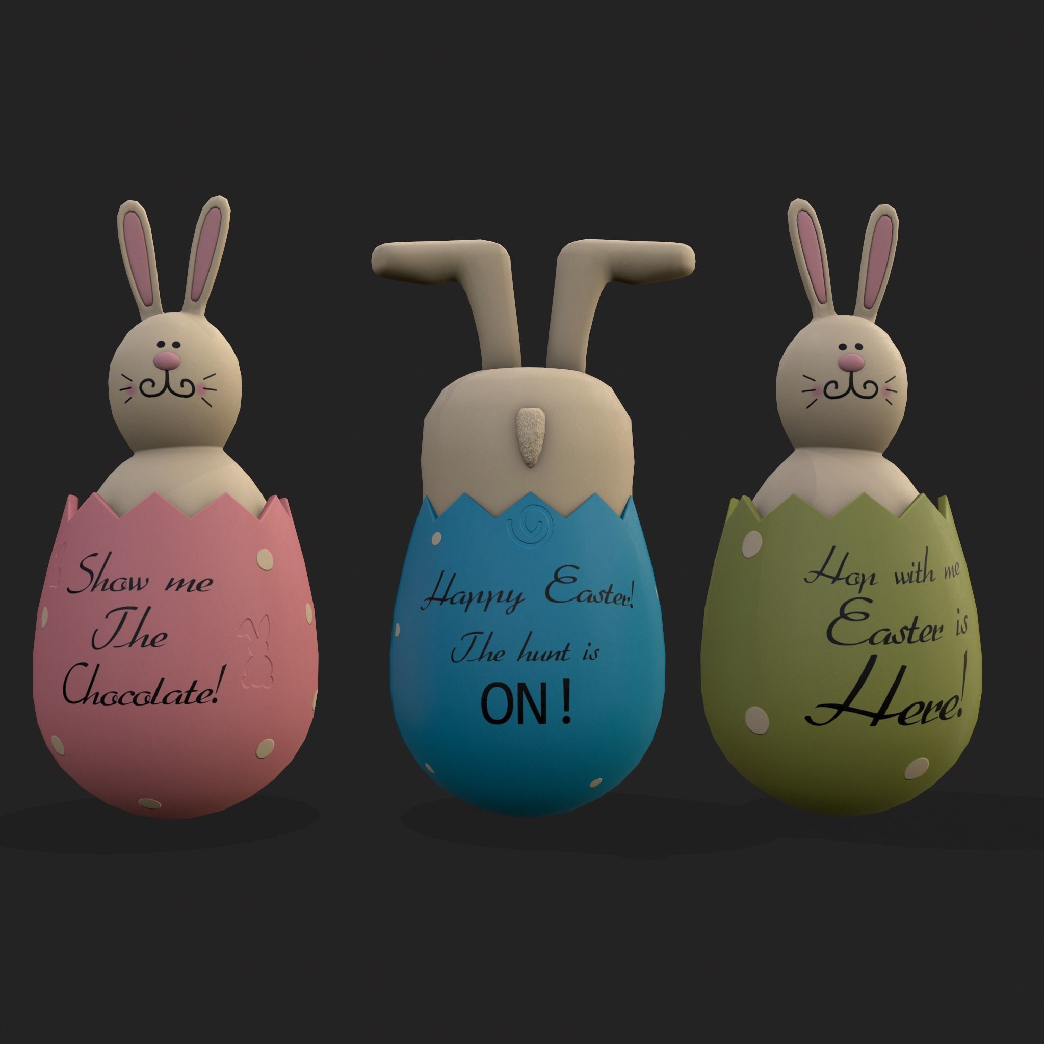 Bunny in a Egg Low-poly 3D model_13