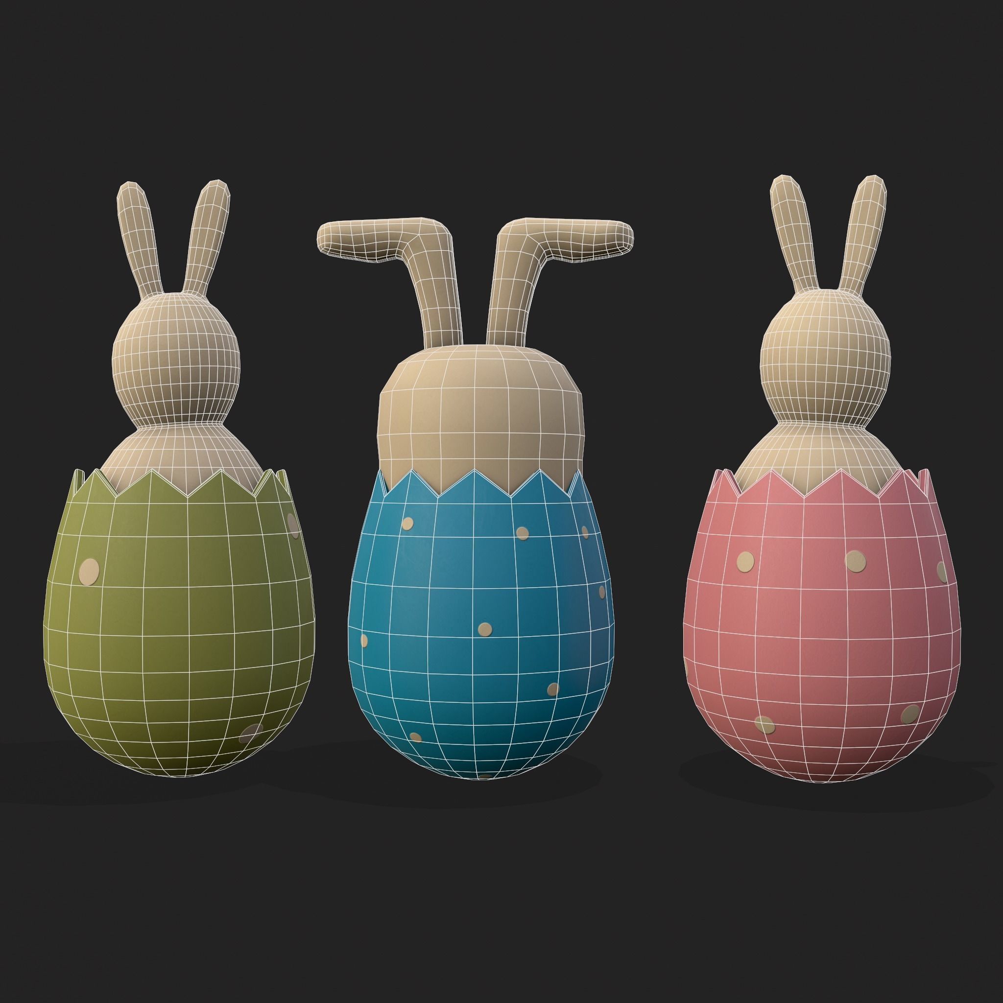 Bunny in a Egg Low-poly 3D model_4